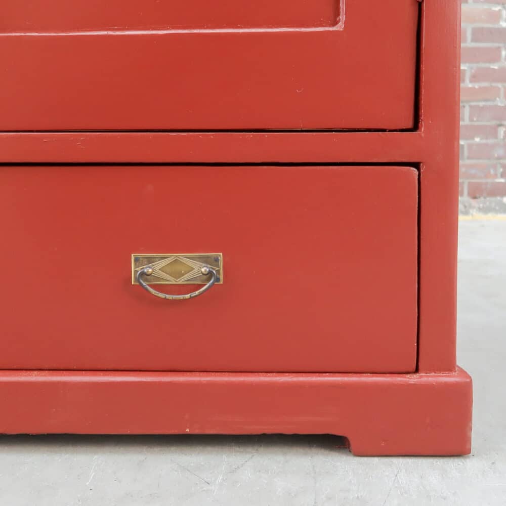 Brocante rode linnenkast – Bild 6