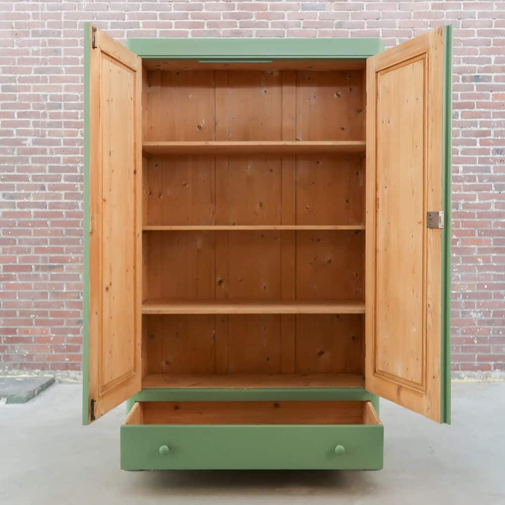 Brocante groene linnenkast – Bild 2