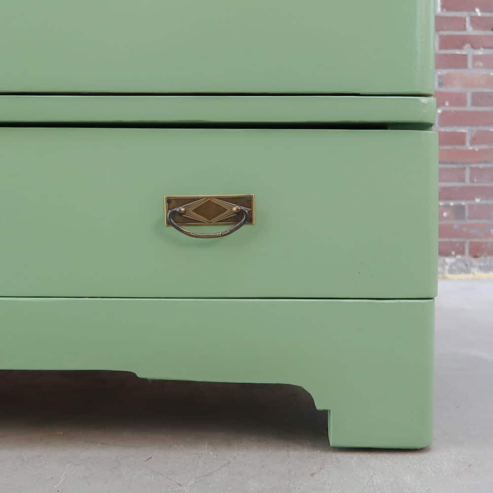 Brocante groene linnenkast - Afbeelding 6