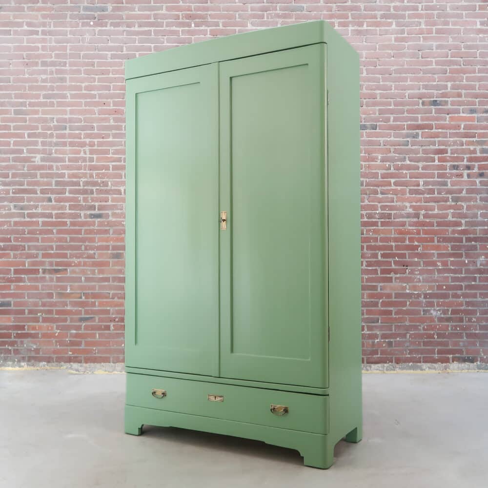 Brocante groene linnenkast - Afbeelding 7