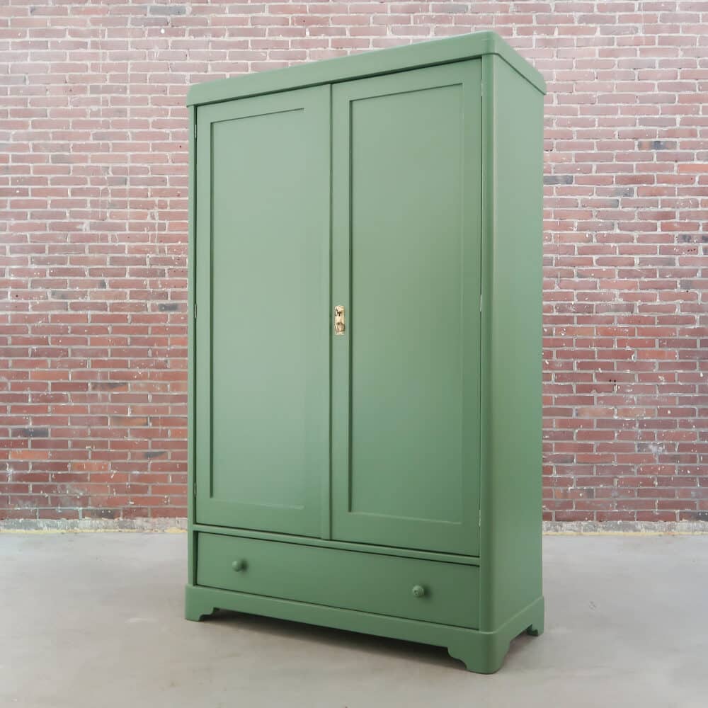 Brocante groene linnenkast - Afbeelding 7