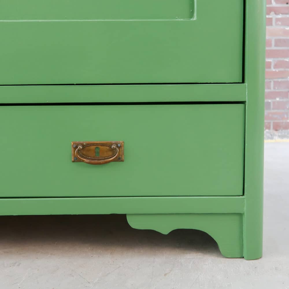 Brocante groene linnenkast - Afbeelding 6