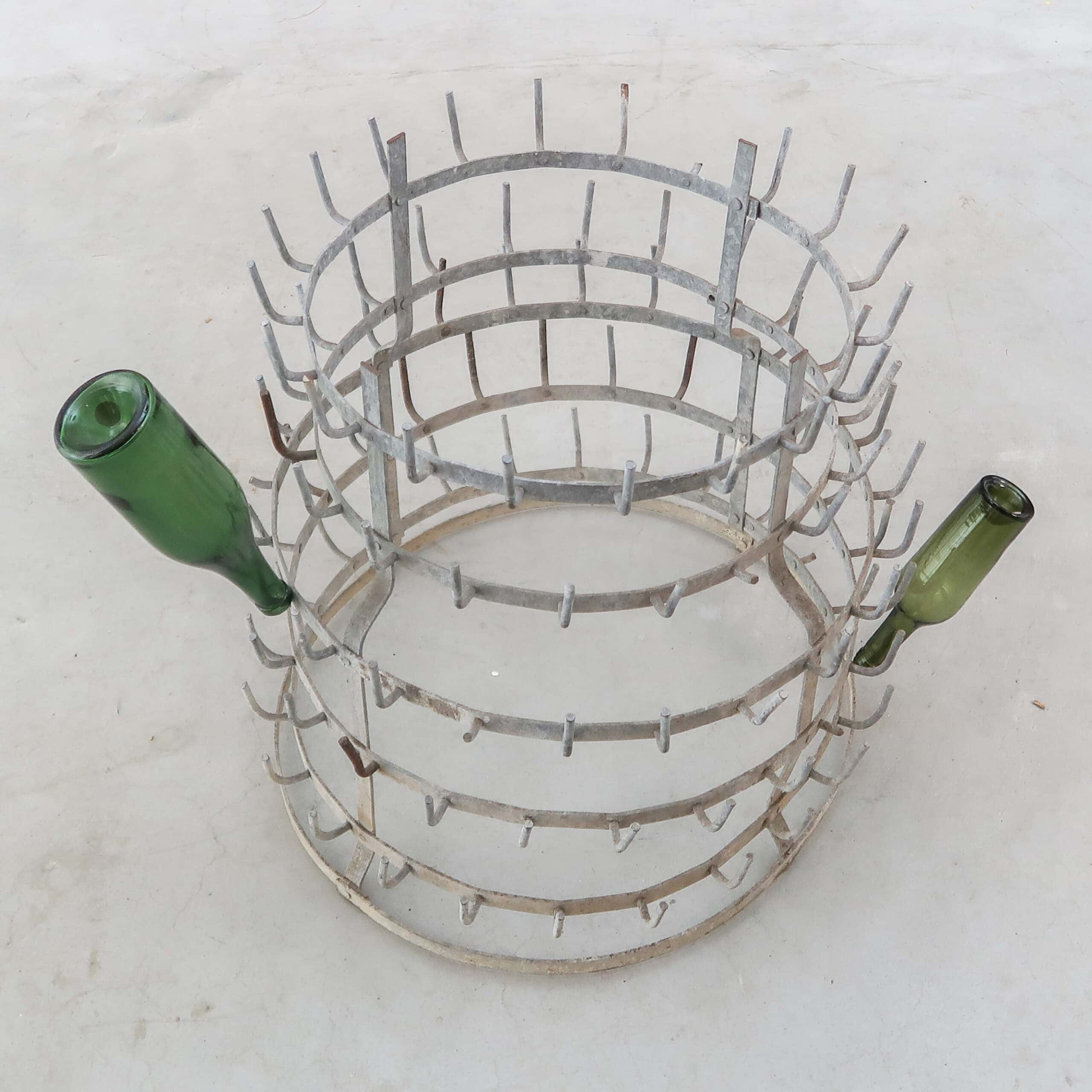 Brocante zinken flessenrek - Afbeelding 2