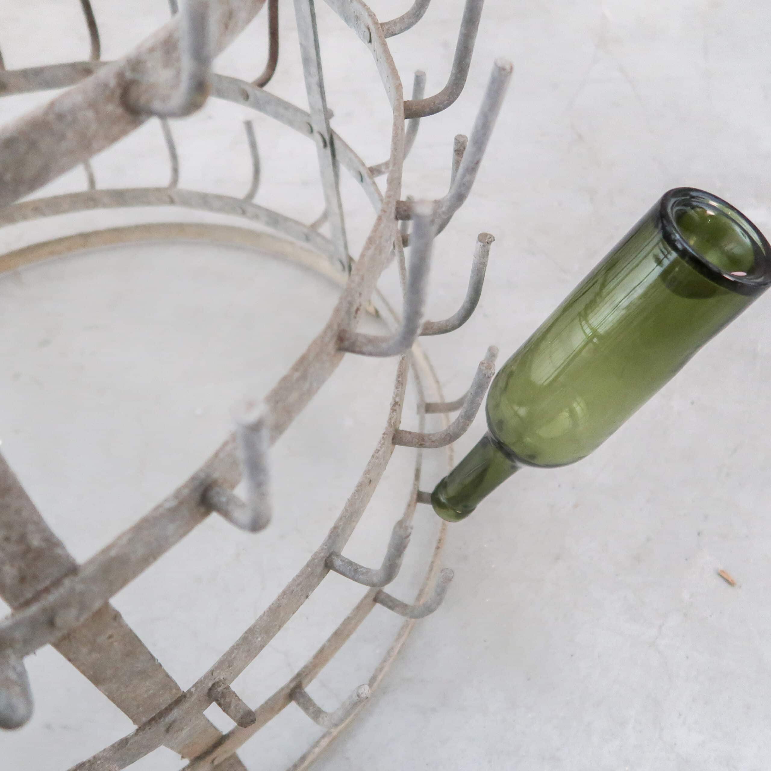 Brocante zinken flessenrek - Afbeelding 6