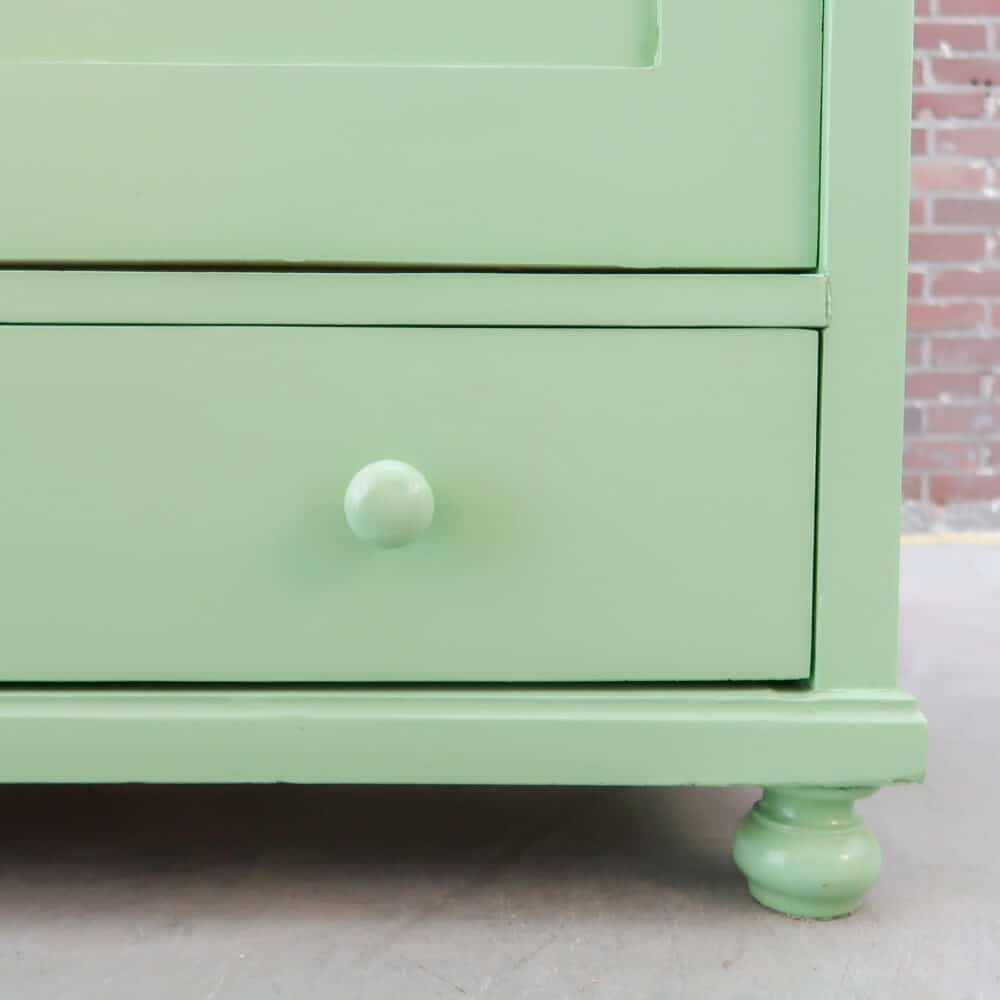 Brocante groene linnenkast - Afbeelding 6