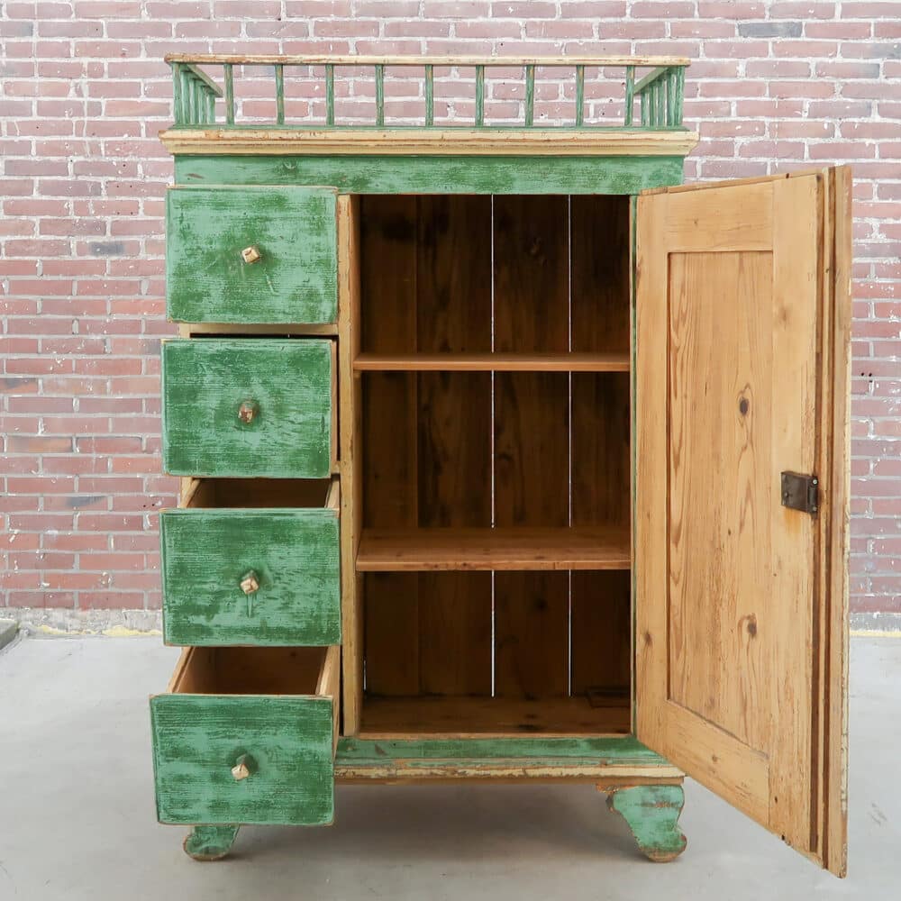 Antieke groene kast - Afbeelding 3
