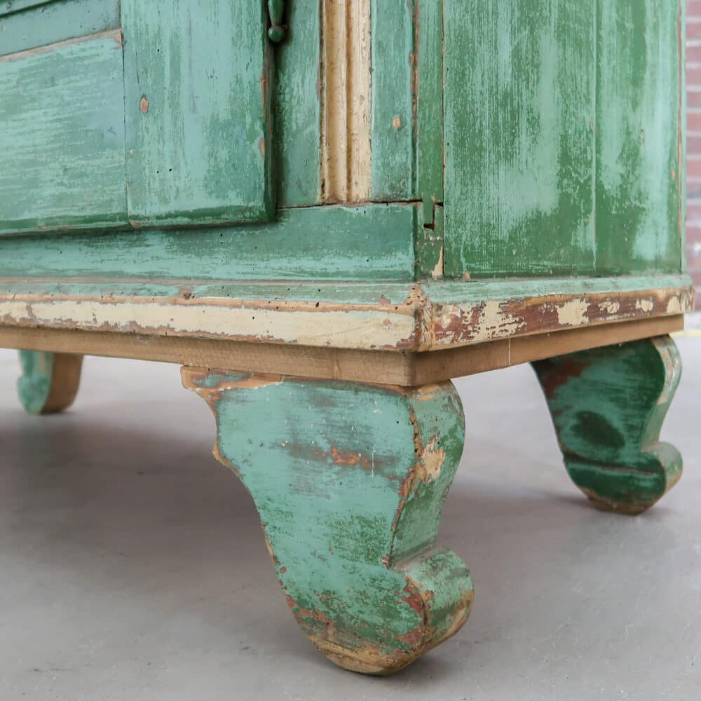 Antieke groene kast - Afbeelding 11