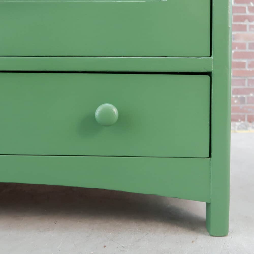 Brocante groene linnenkast - Afbeelding 5