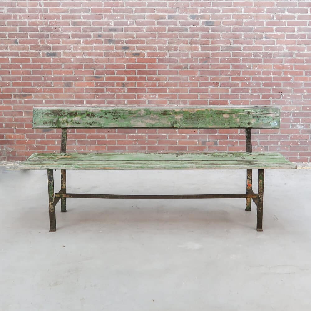 Groene brocante parkbank - Afbeelding 2