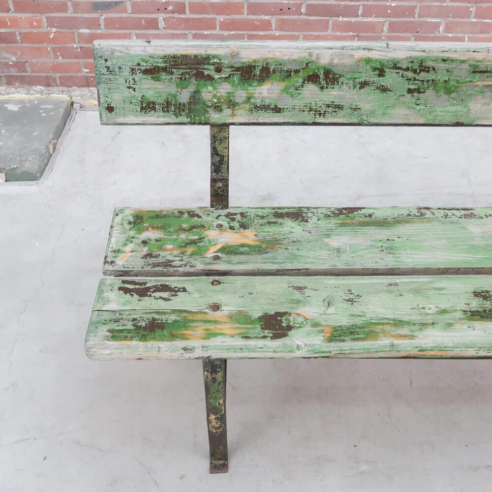 Groene brocante parkbank - Afbeelding 3