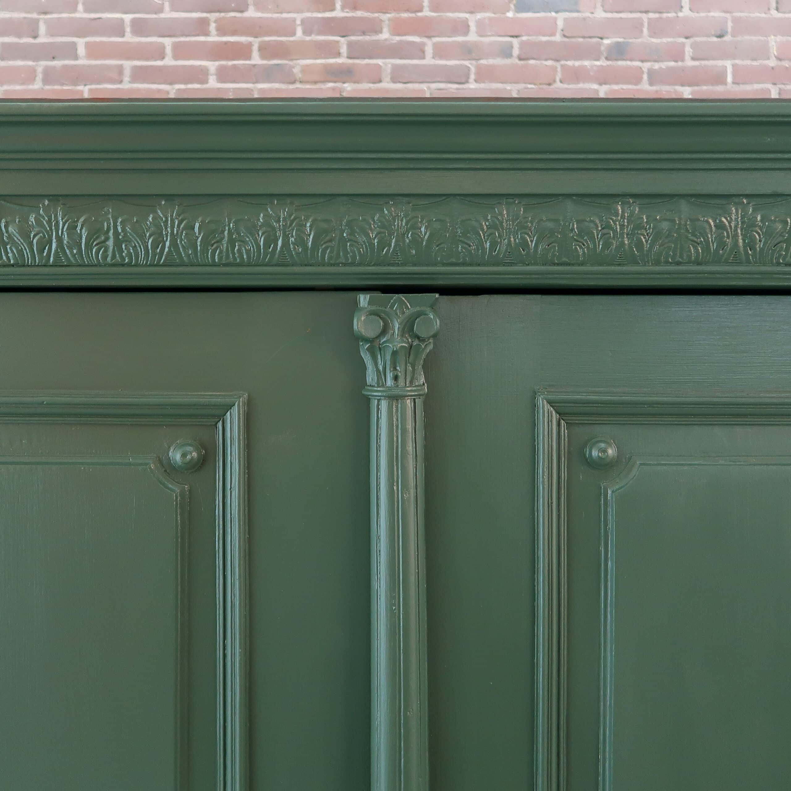 Brocante groene linnenkast - Afbeelding 3