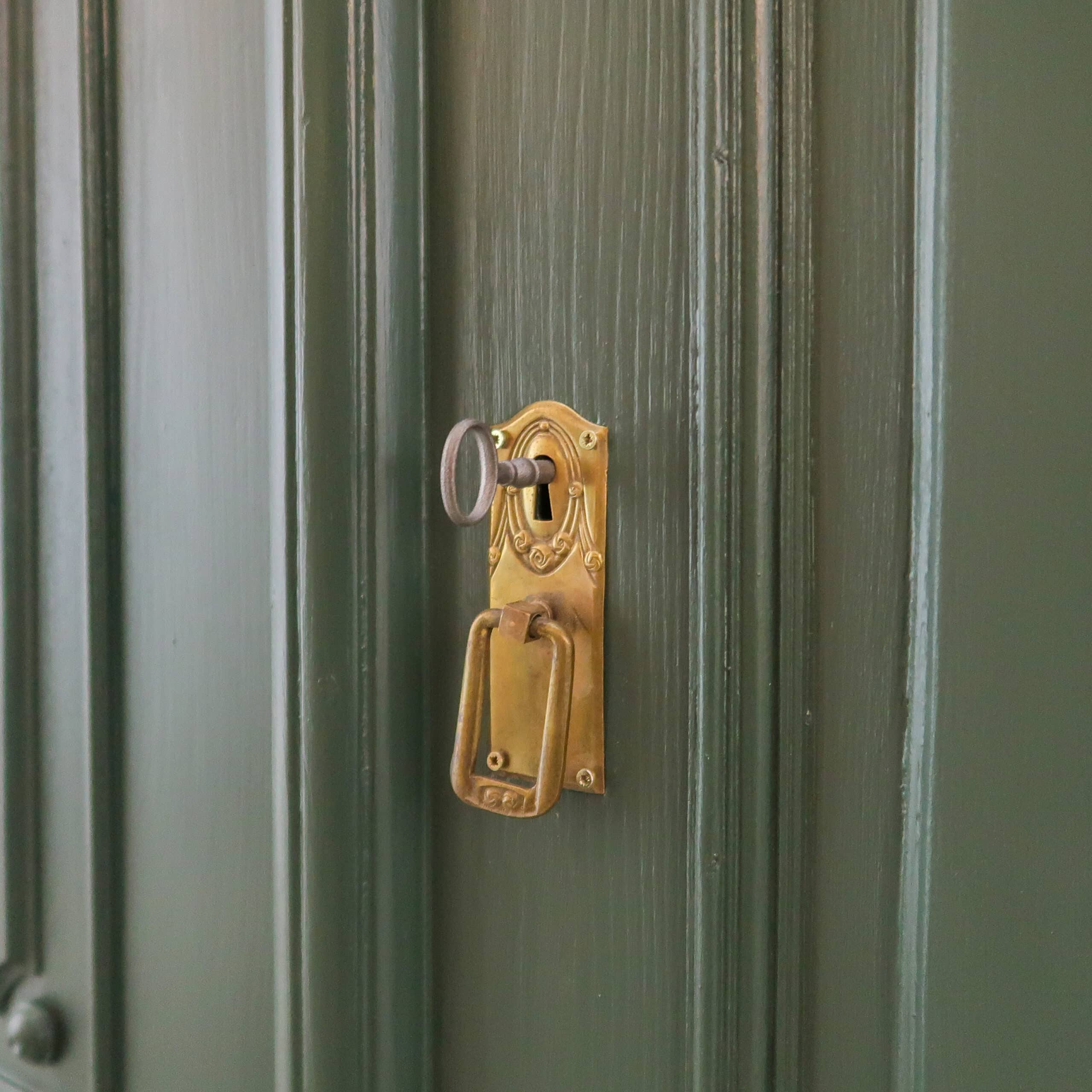 Brocante groene linnenkast - Afbeelding 6