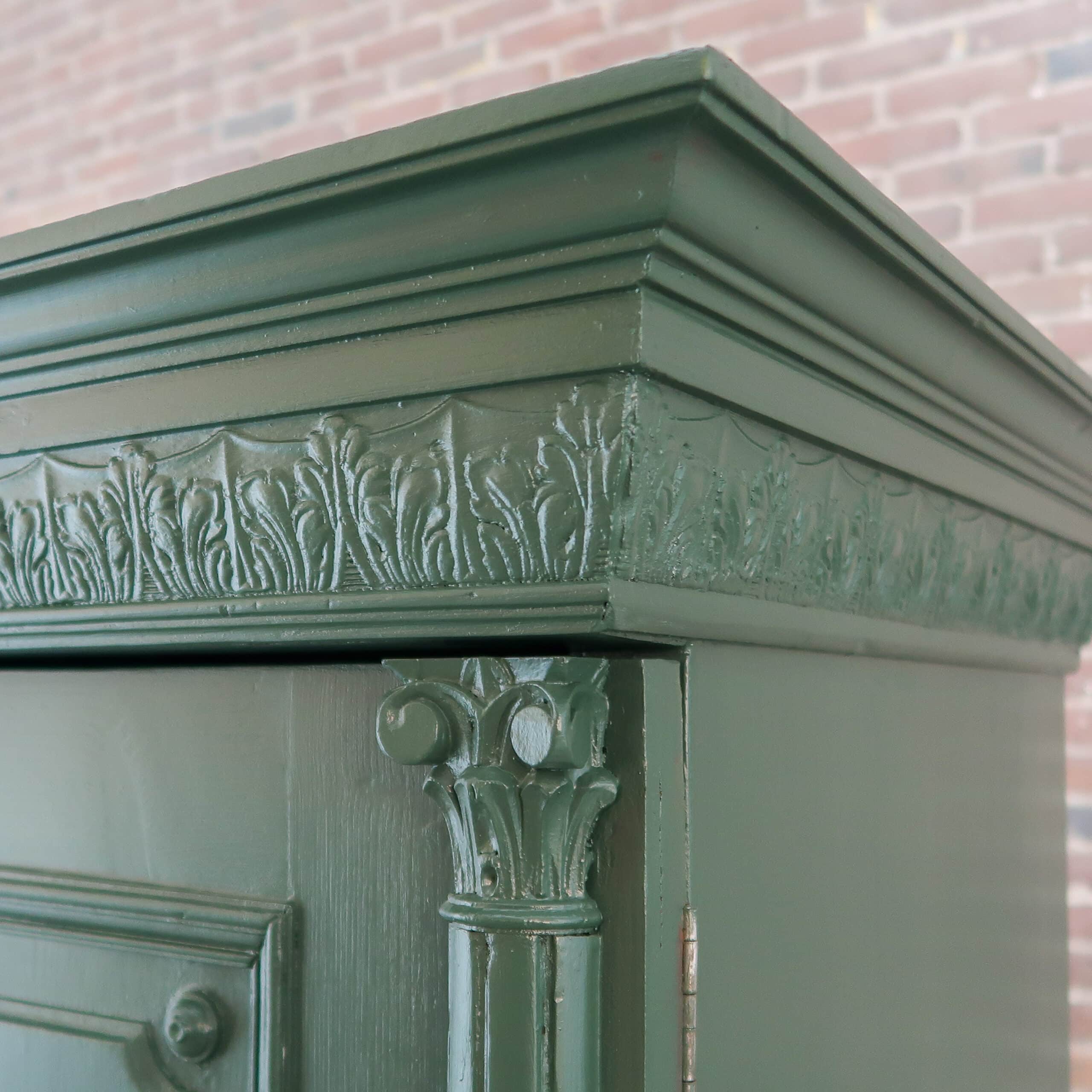 Brocante groene linnenkast - Afbeelding 5