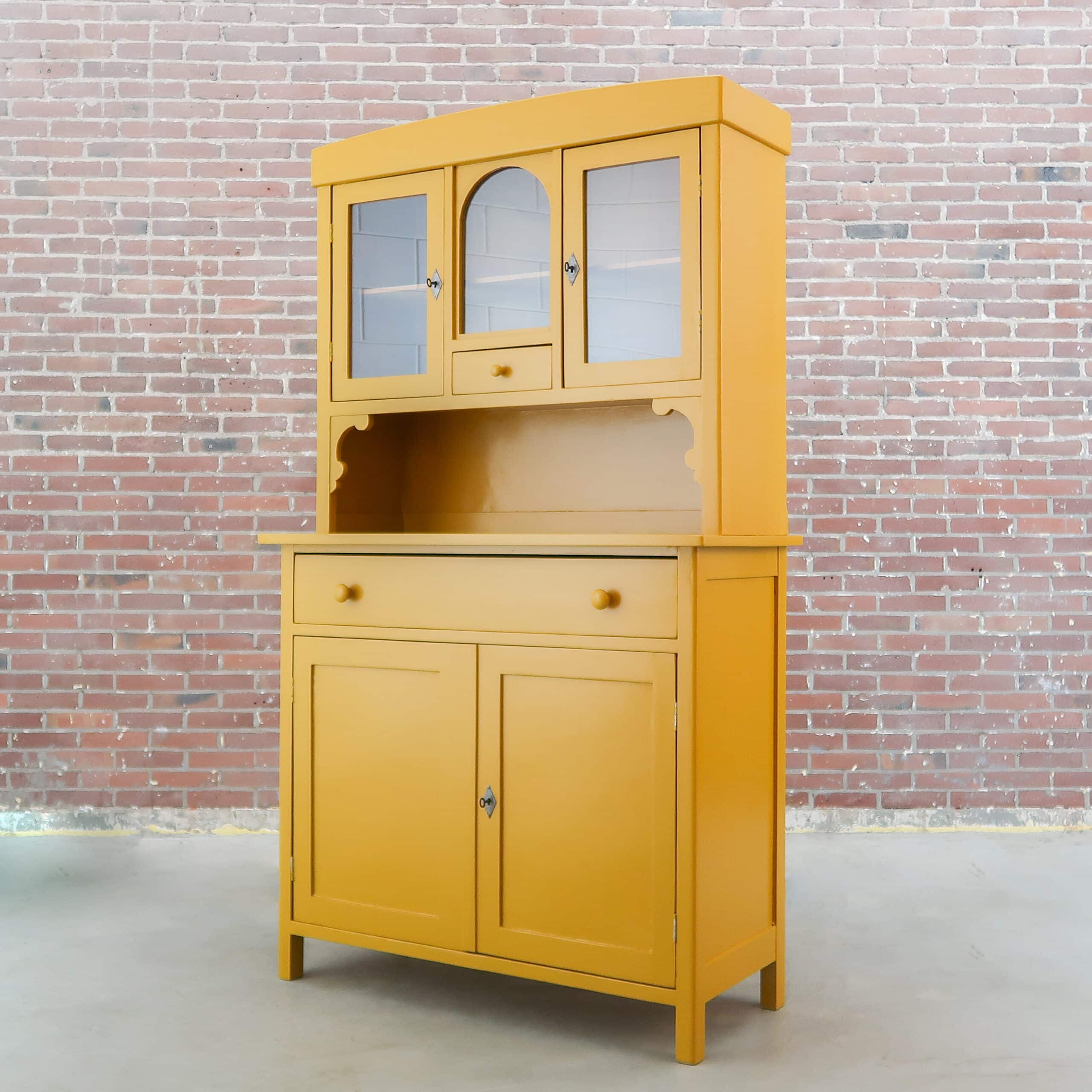 Brocante gele buffetkast - Afbeelding 10