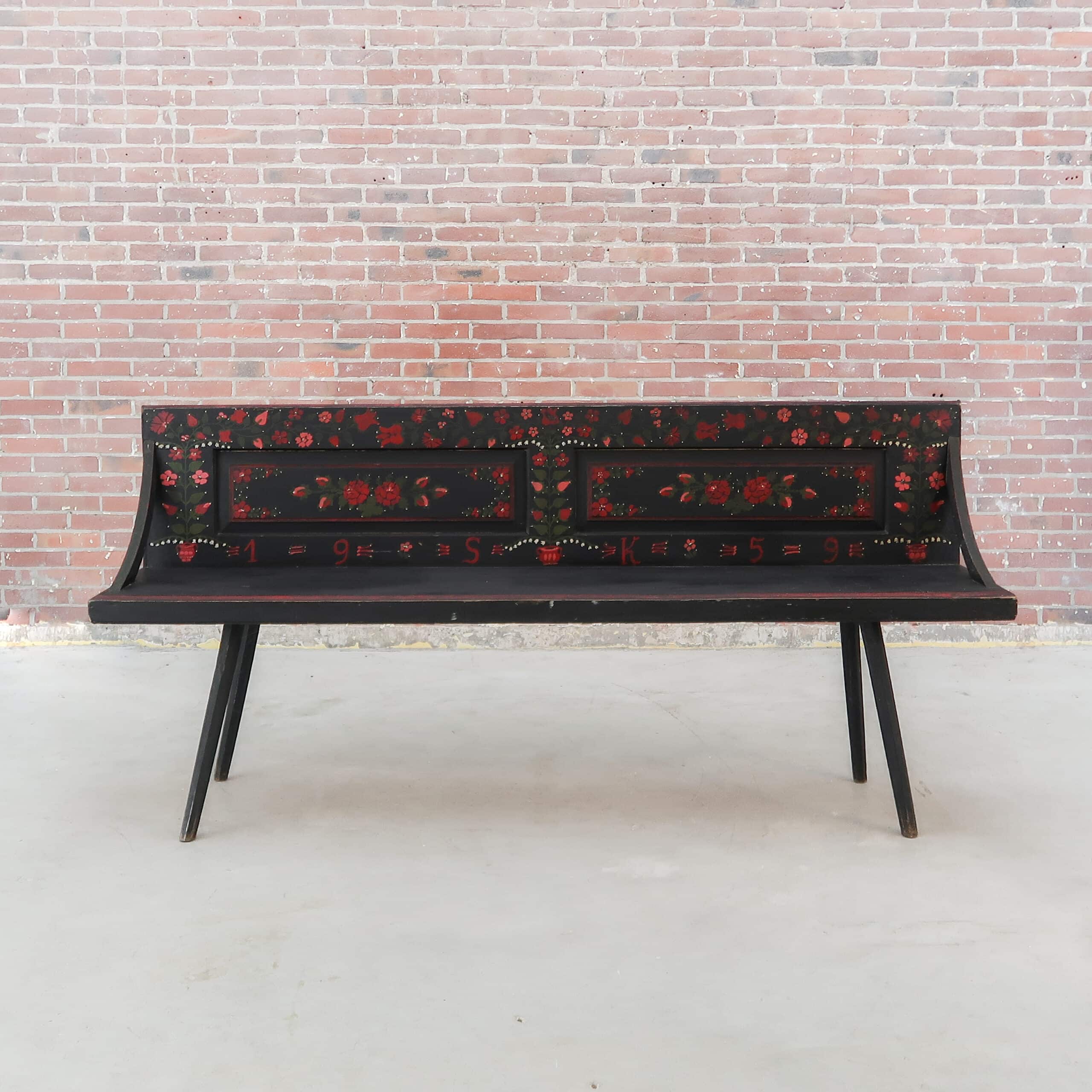 Handbeschilderde antieke bank – Bild 2