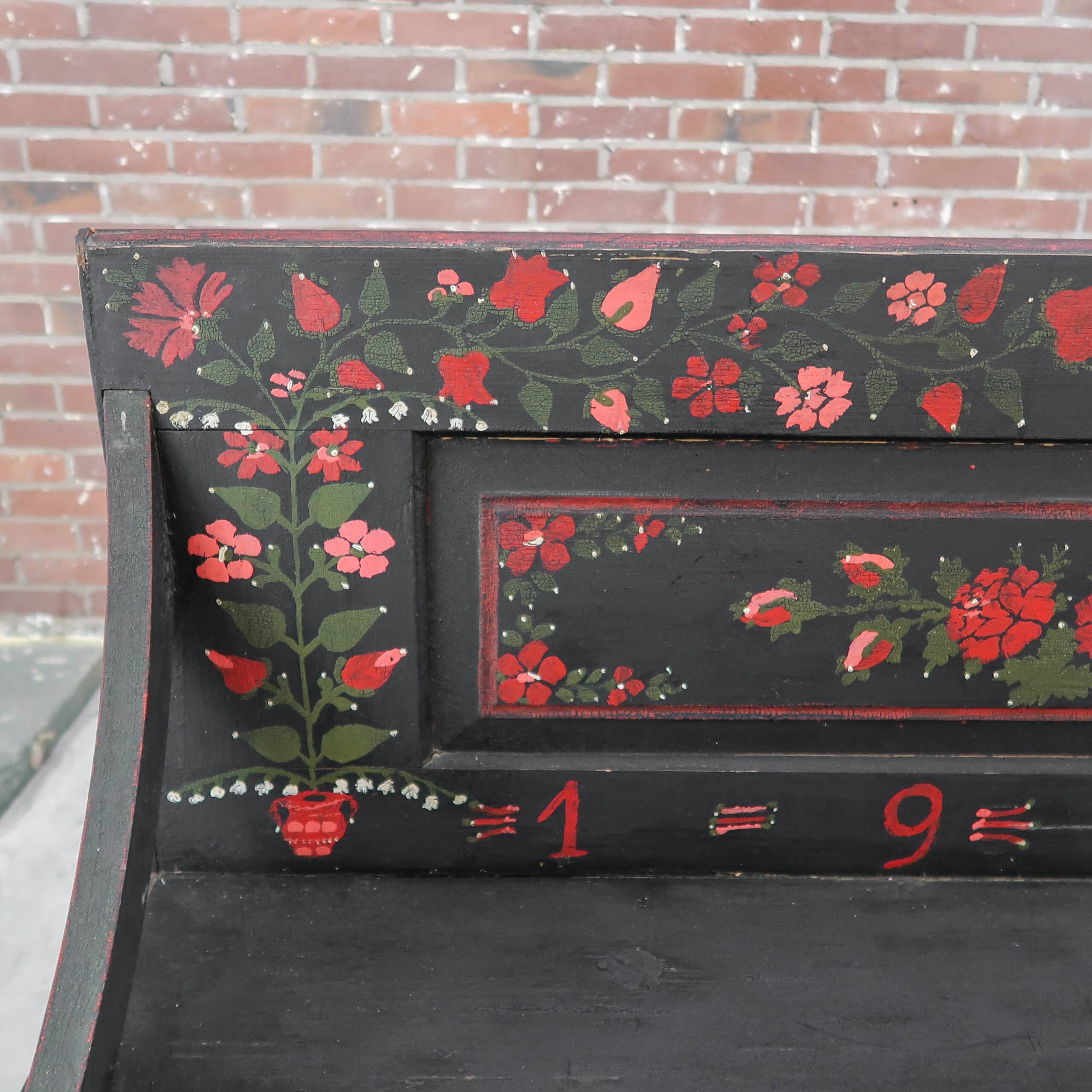 Handbeschilderde antieke bank – Bild 3