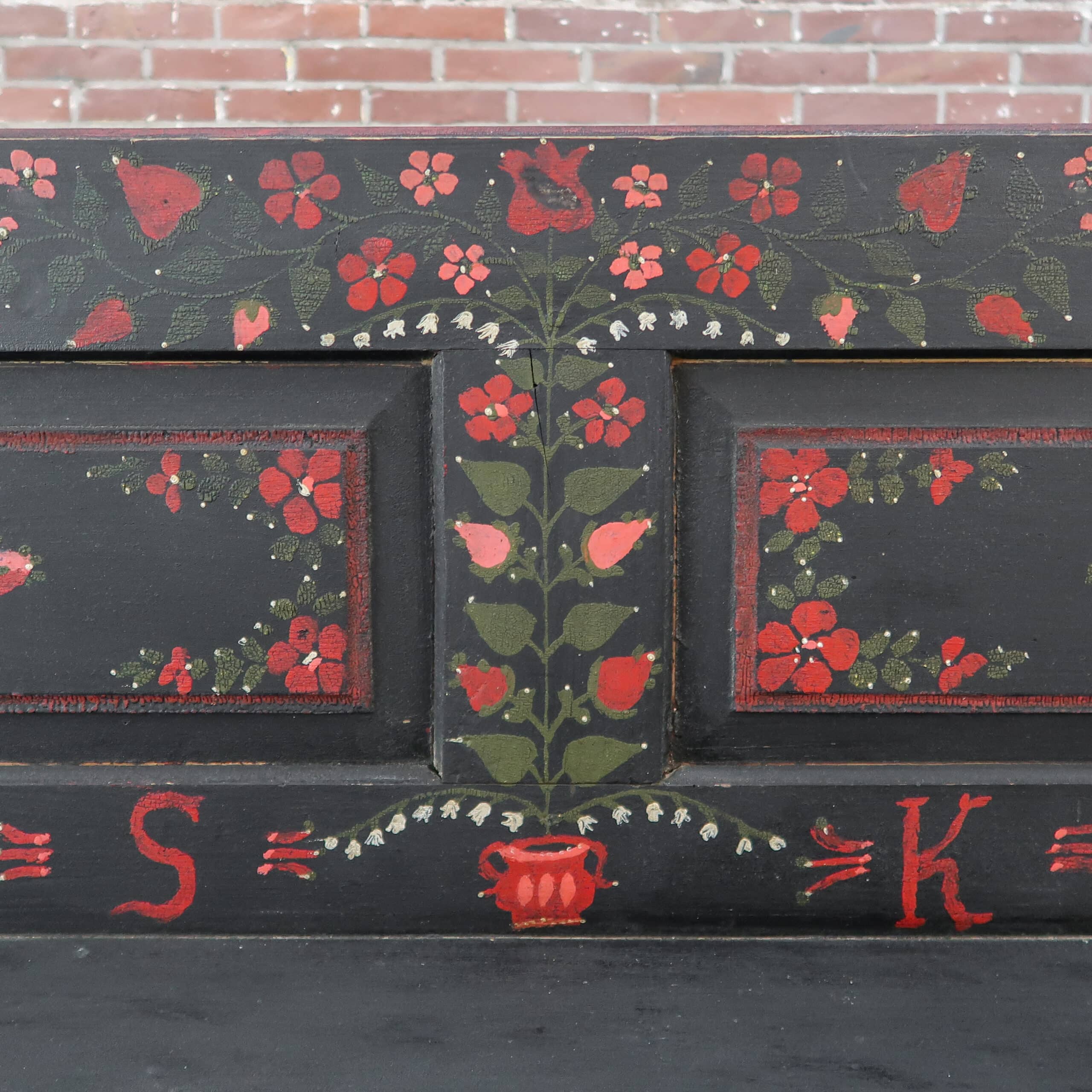 Handbeschilderde antieke bank – Bild 5