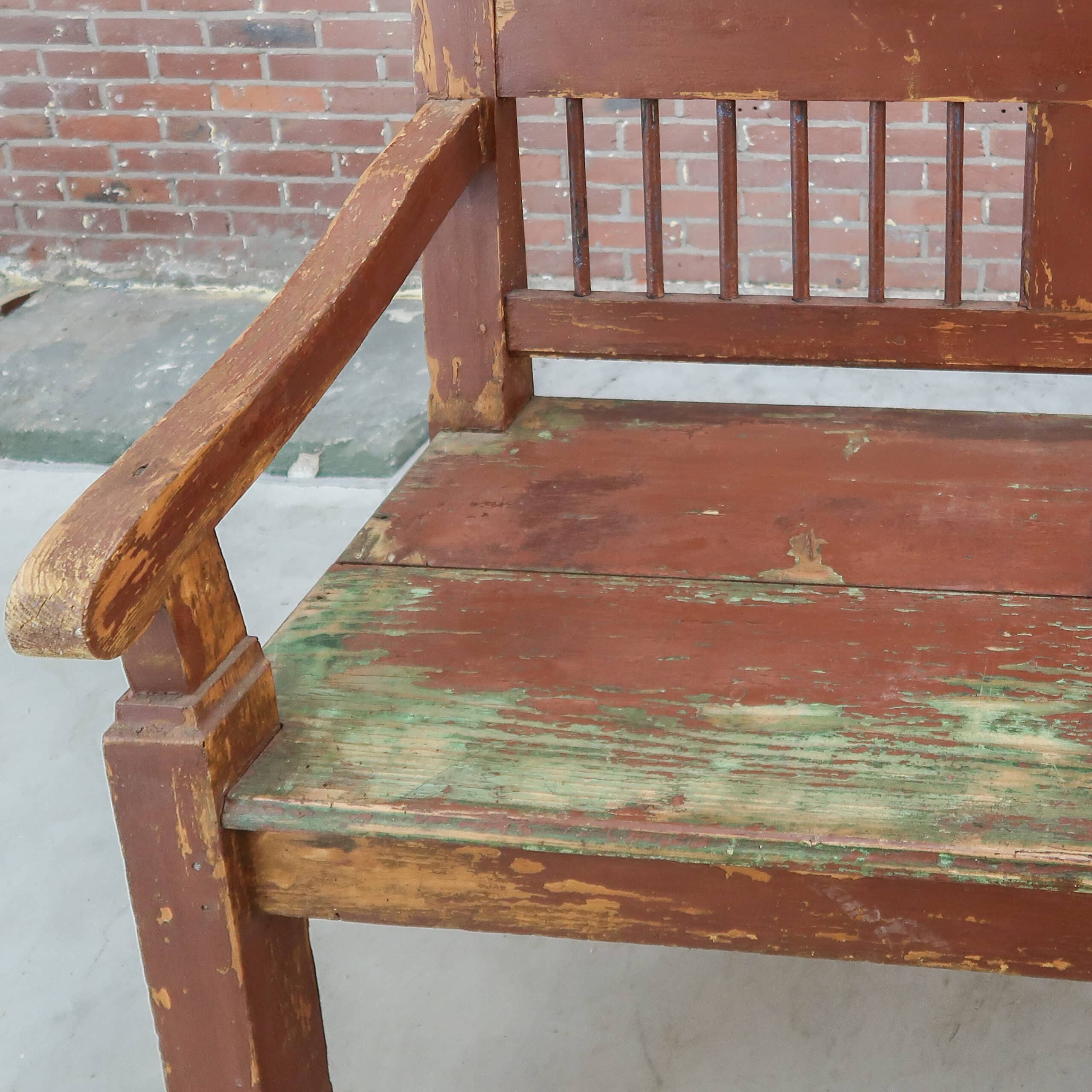 Brocante houten bank – Bild 6