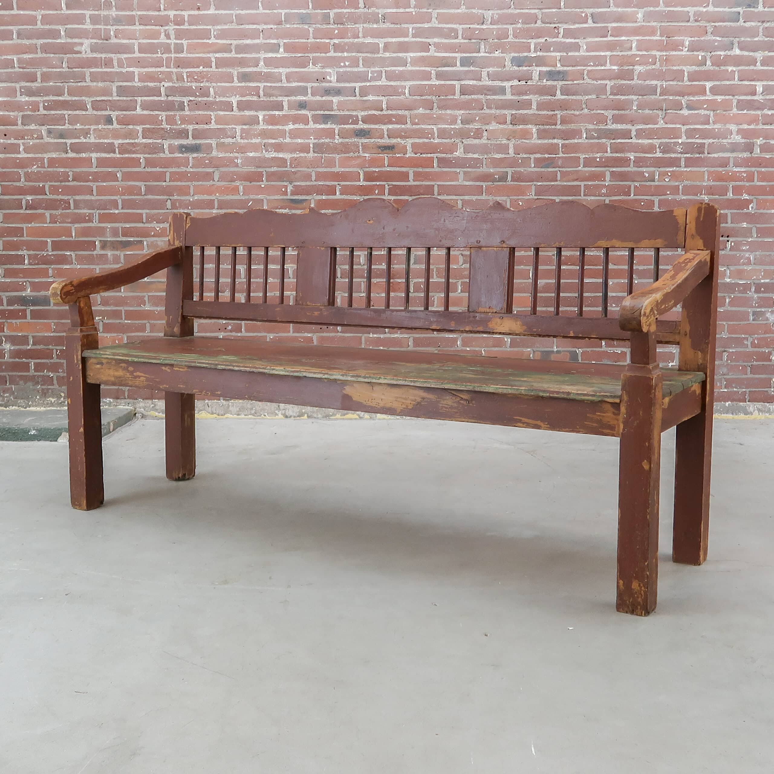 Brocante houten bank – Bild 3