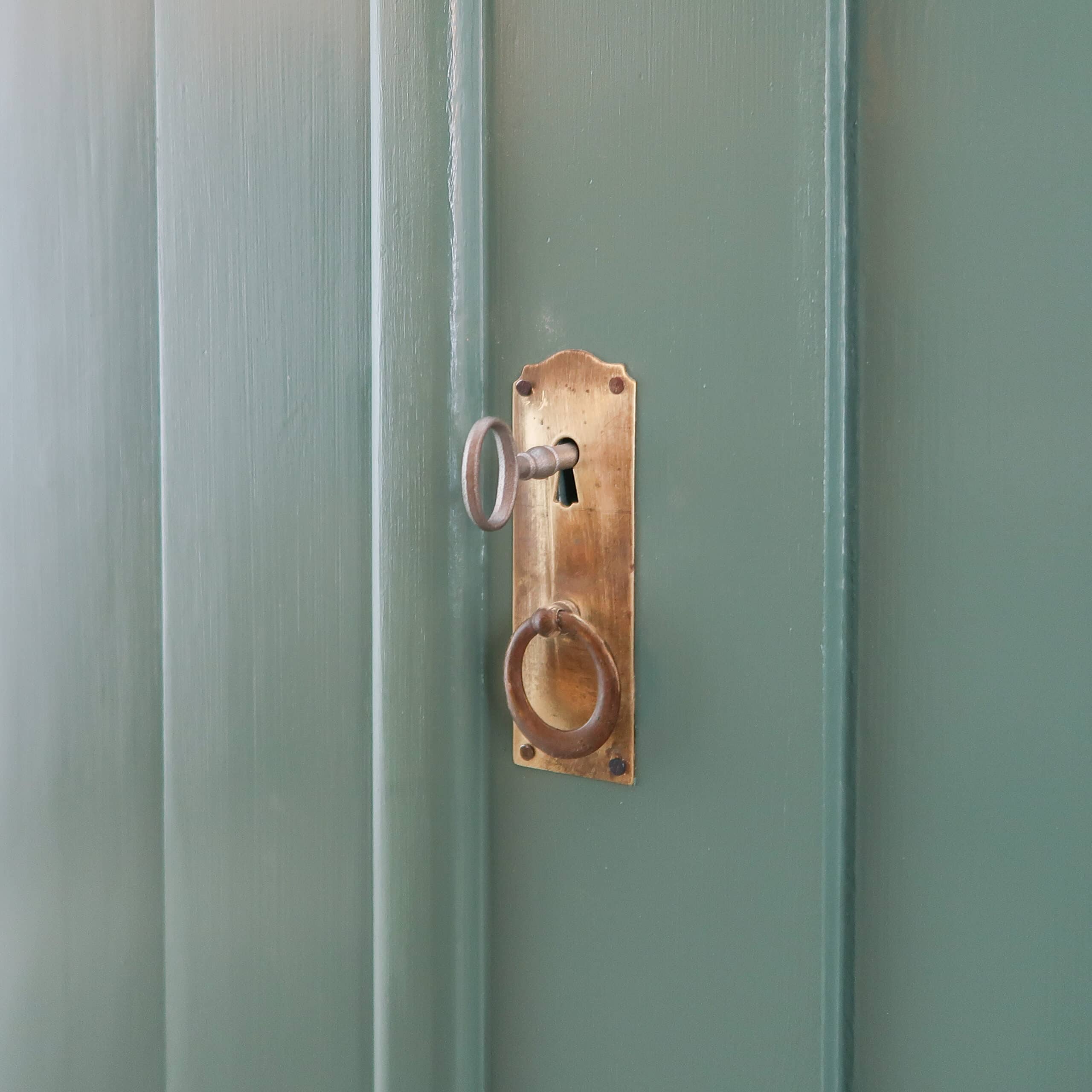 Brocante groene linnenkast - Afbeelding 5