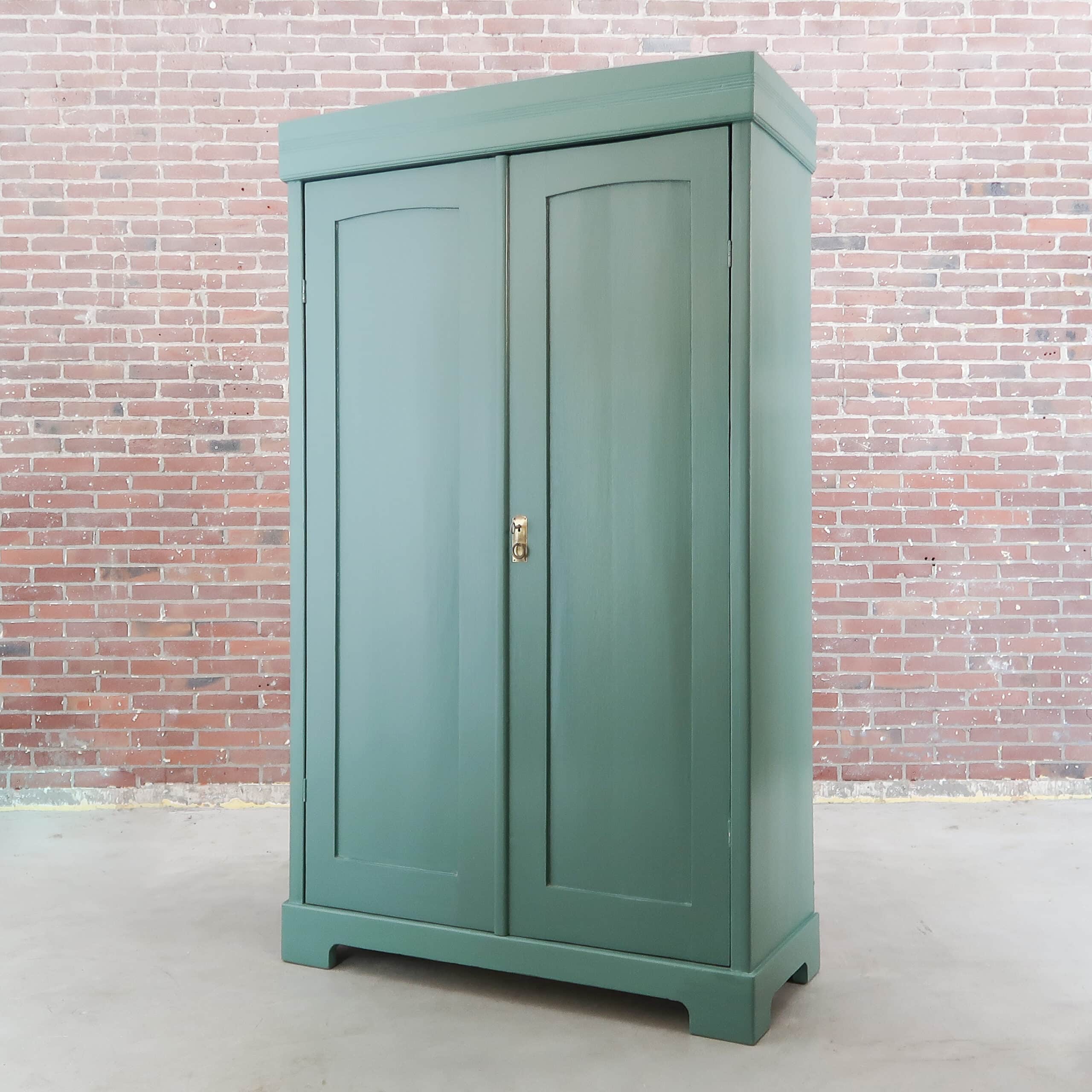 Brocante groene linnenkast - Afbeelding 7