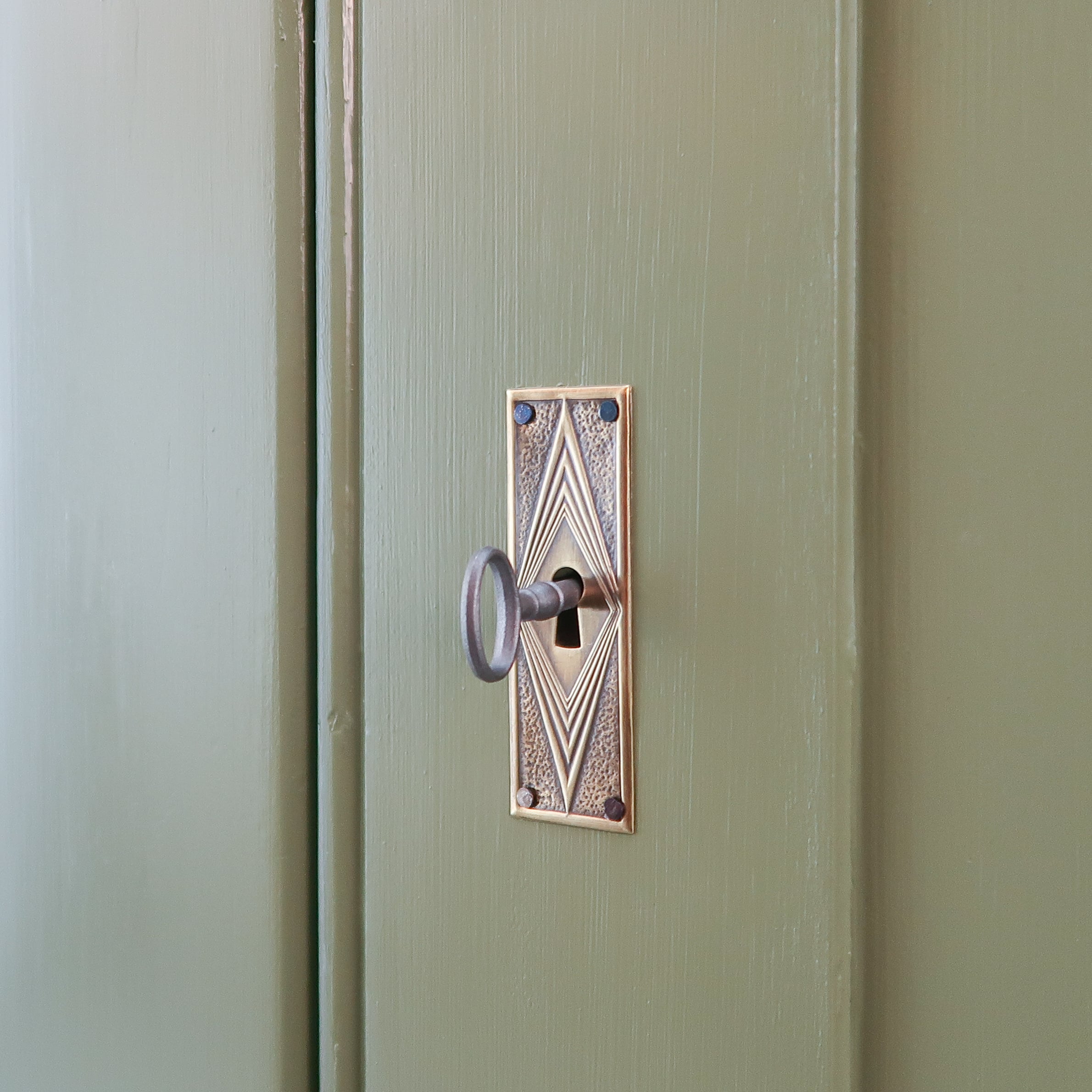 Brocante groene linnenkast - Afbeelding 5