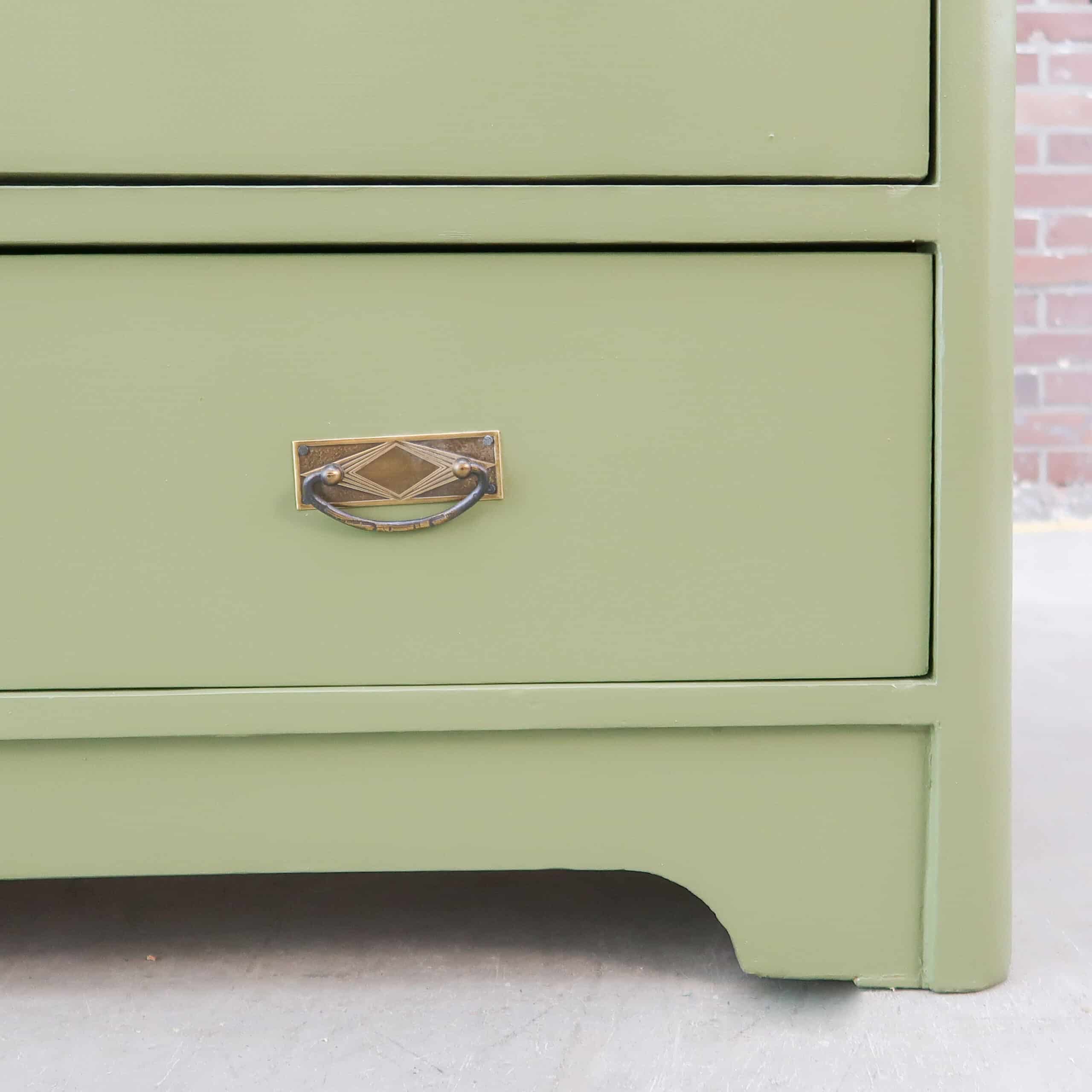 Brocante groene linnenkast - Afbeelding 6