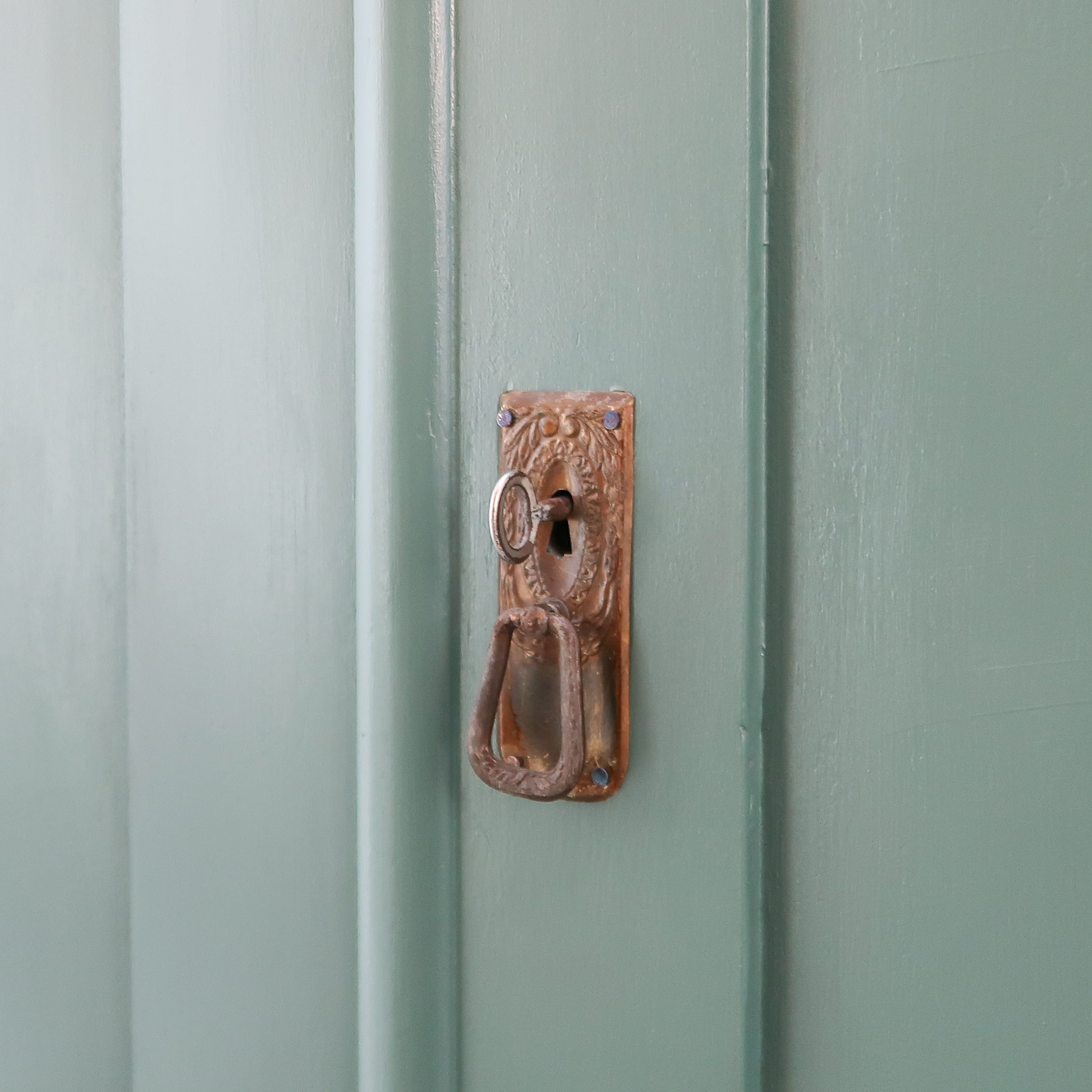 Brocante groene linnenkast - Afbeelding 5