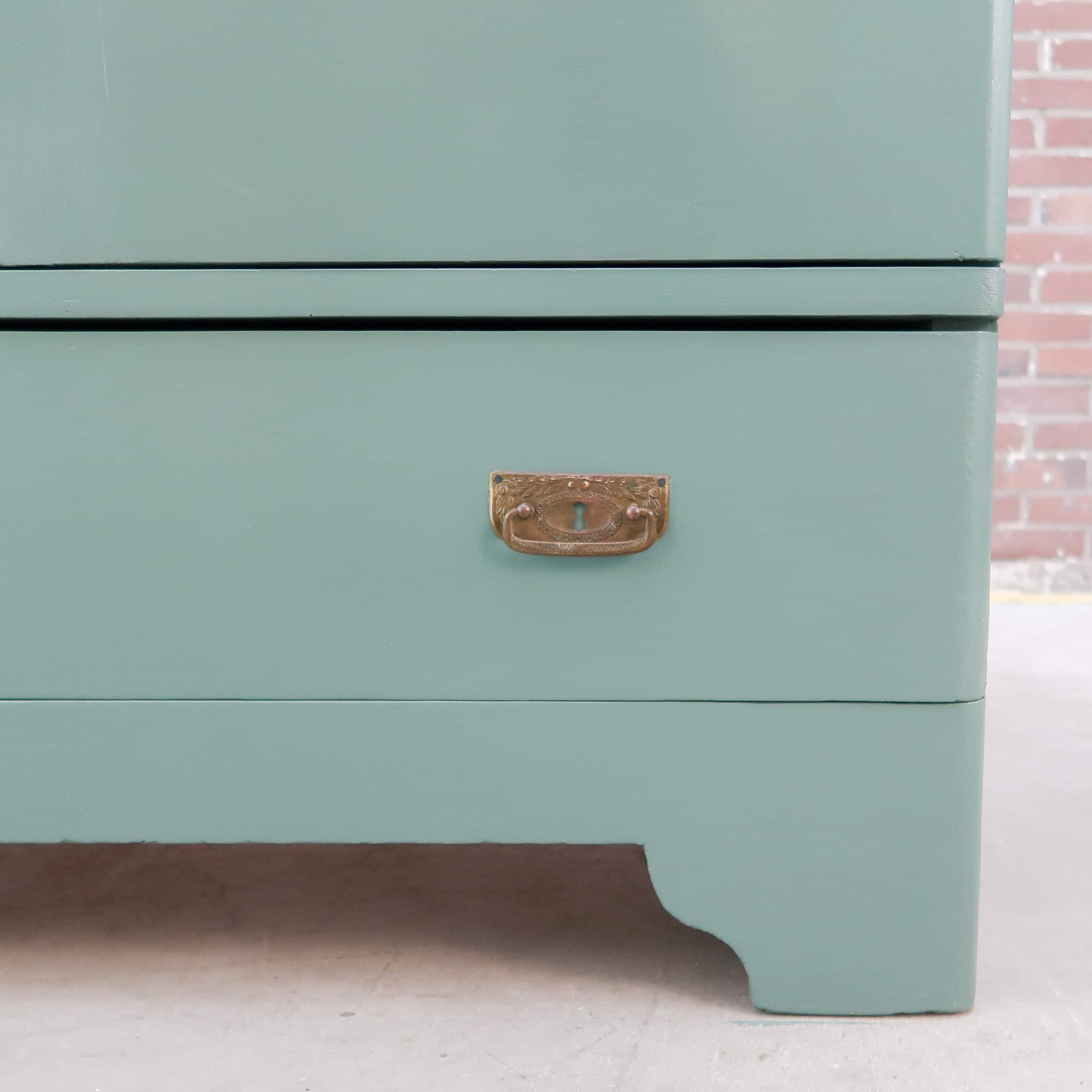 Brocante groene linnenkast - Afbeelding 6