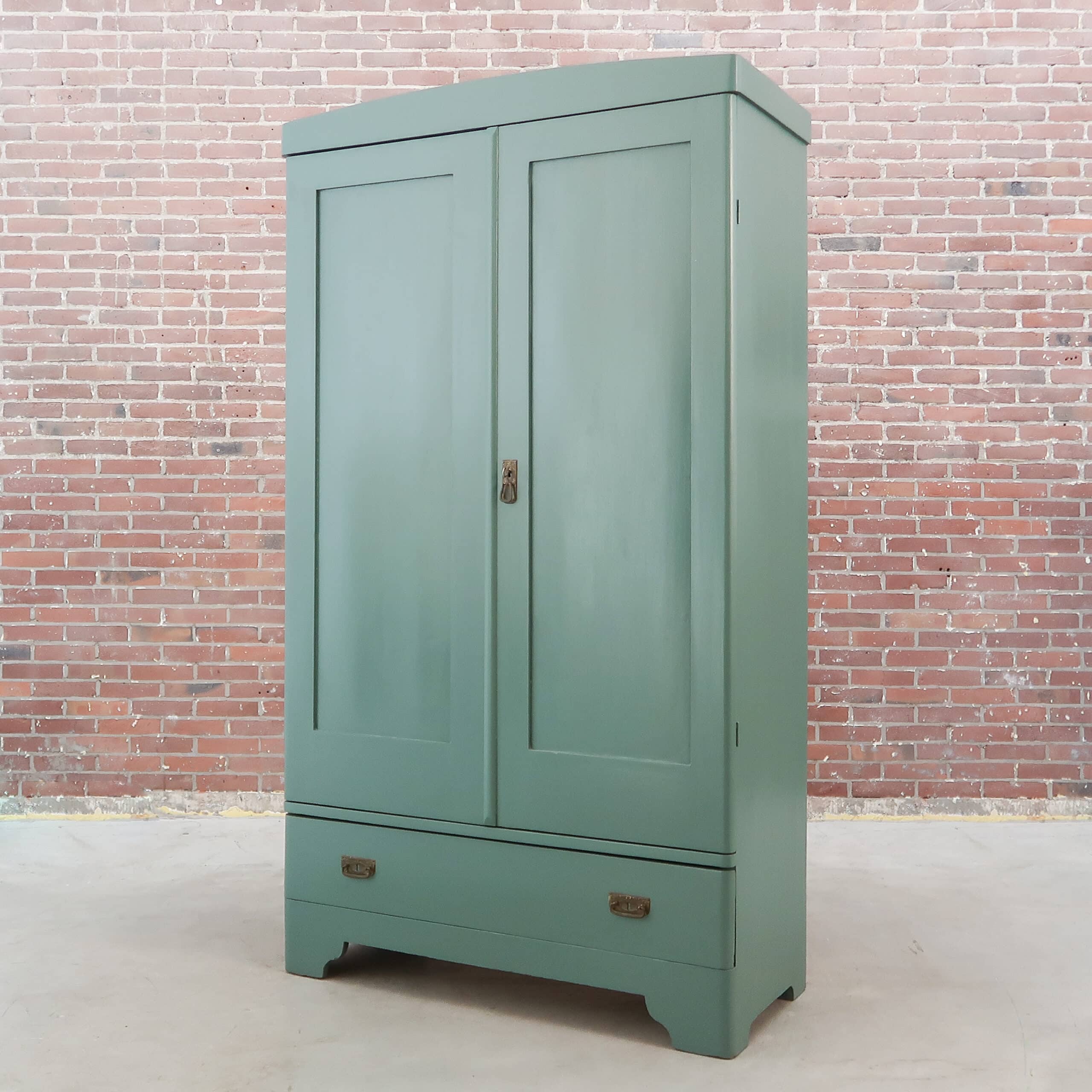 Brocante groene linnenkast - Afbeelding 7