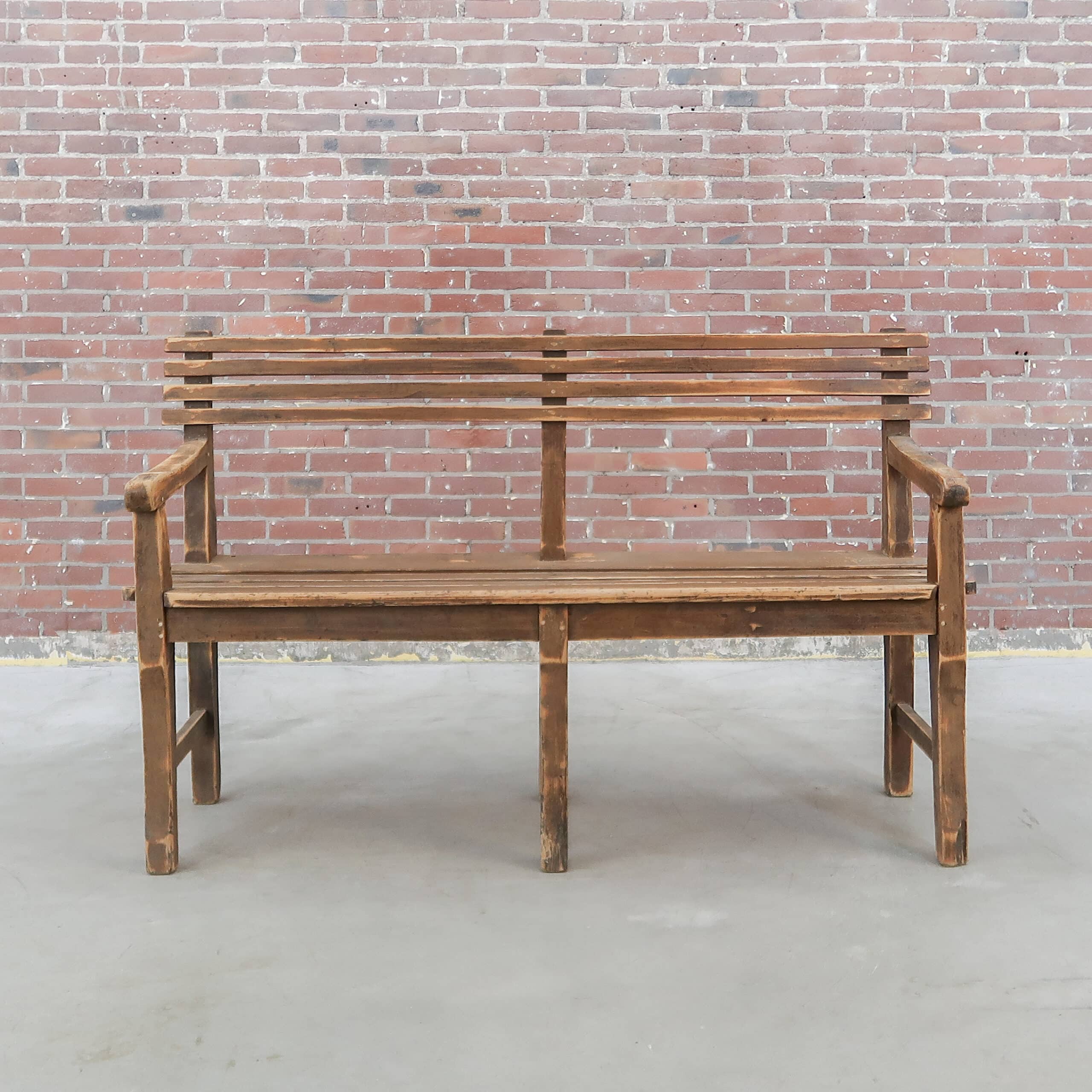 Brocante houten bank - Afbeelding 2