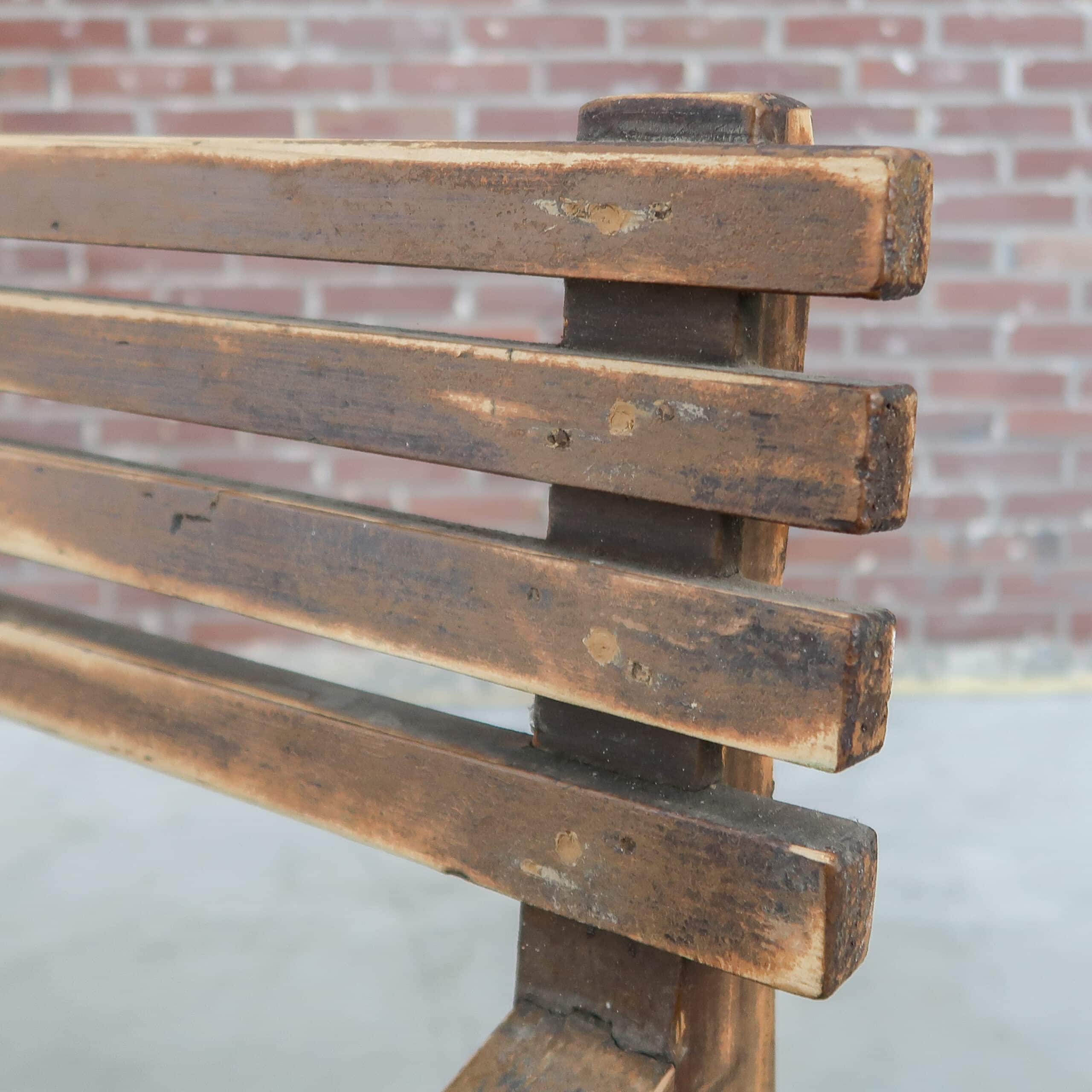 Brocante houten bank - Afbeelding 3