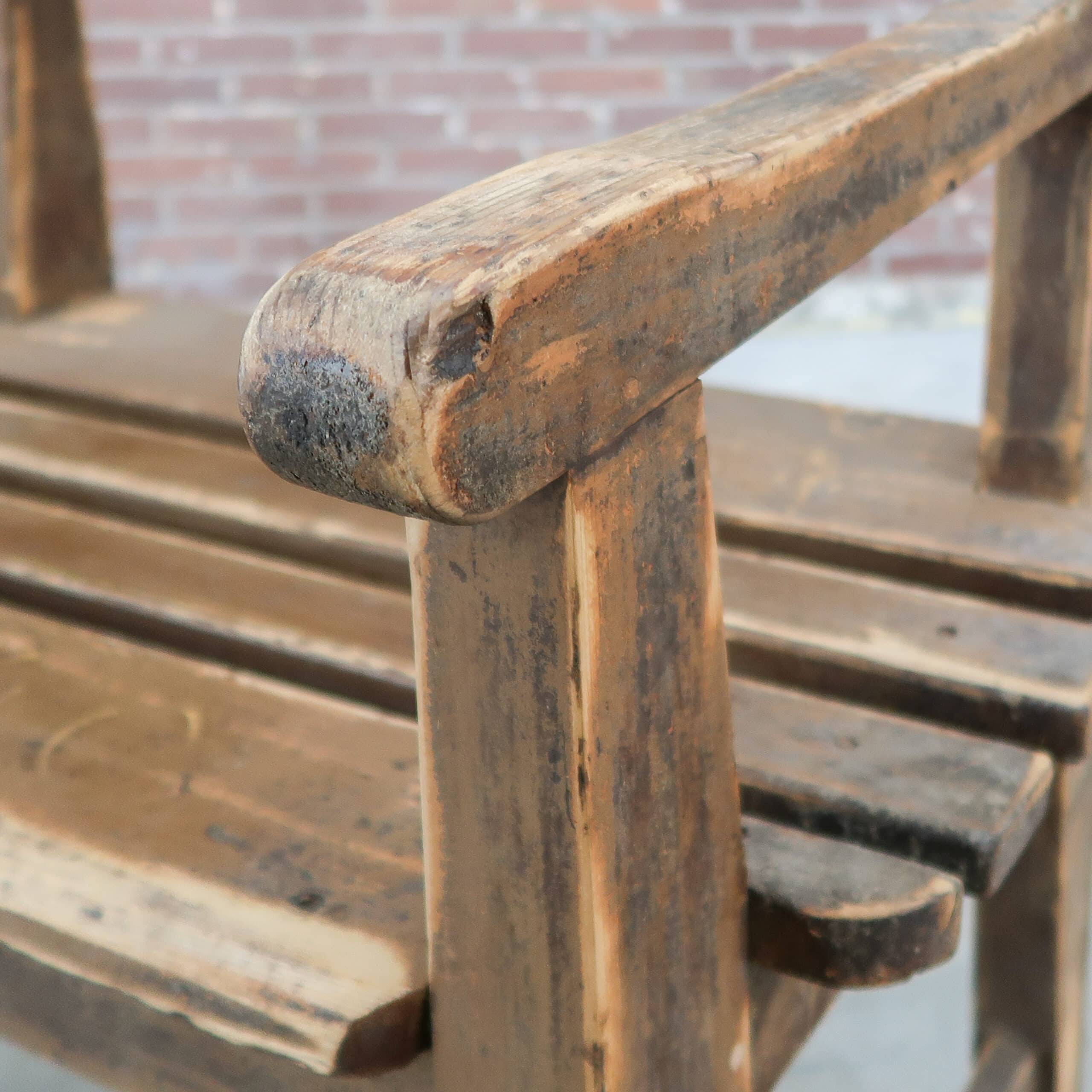 Brocante houten bank - Afbeelding 4