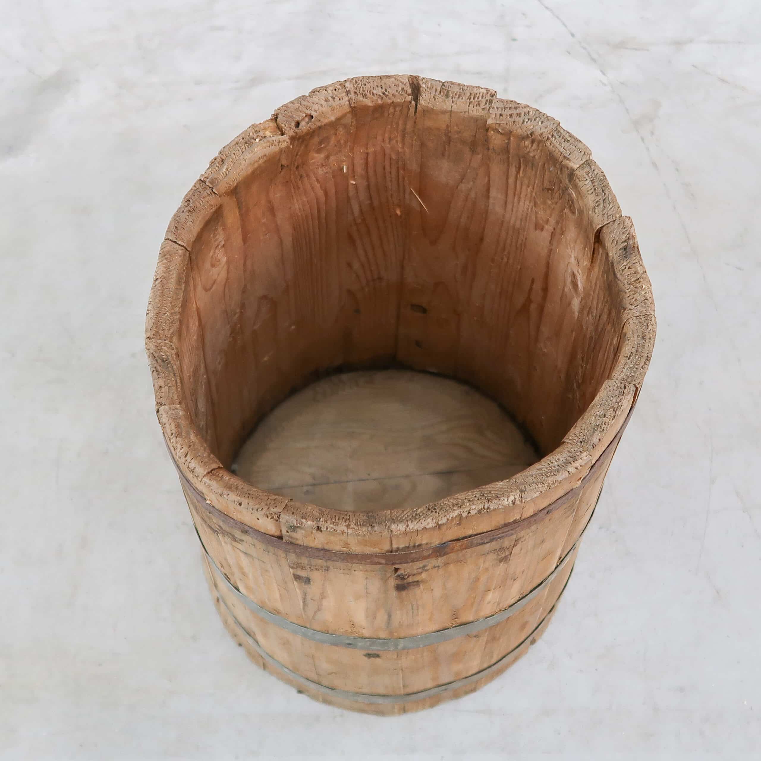 Antieke houten kuip / ton - Afbeelding 2