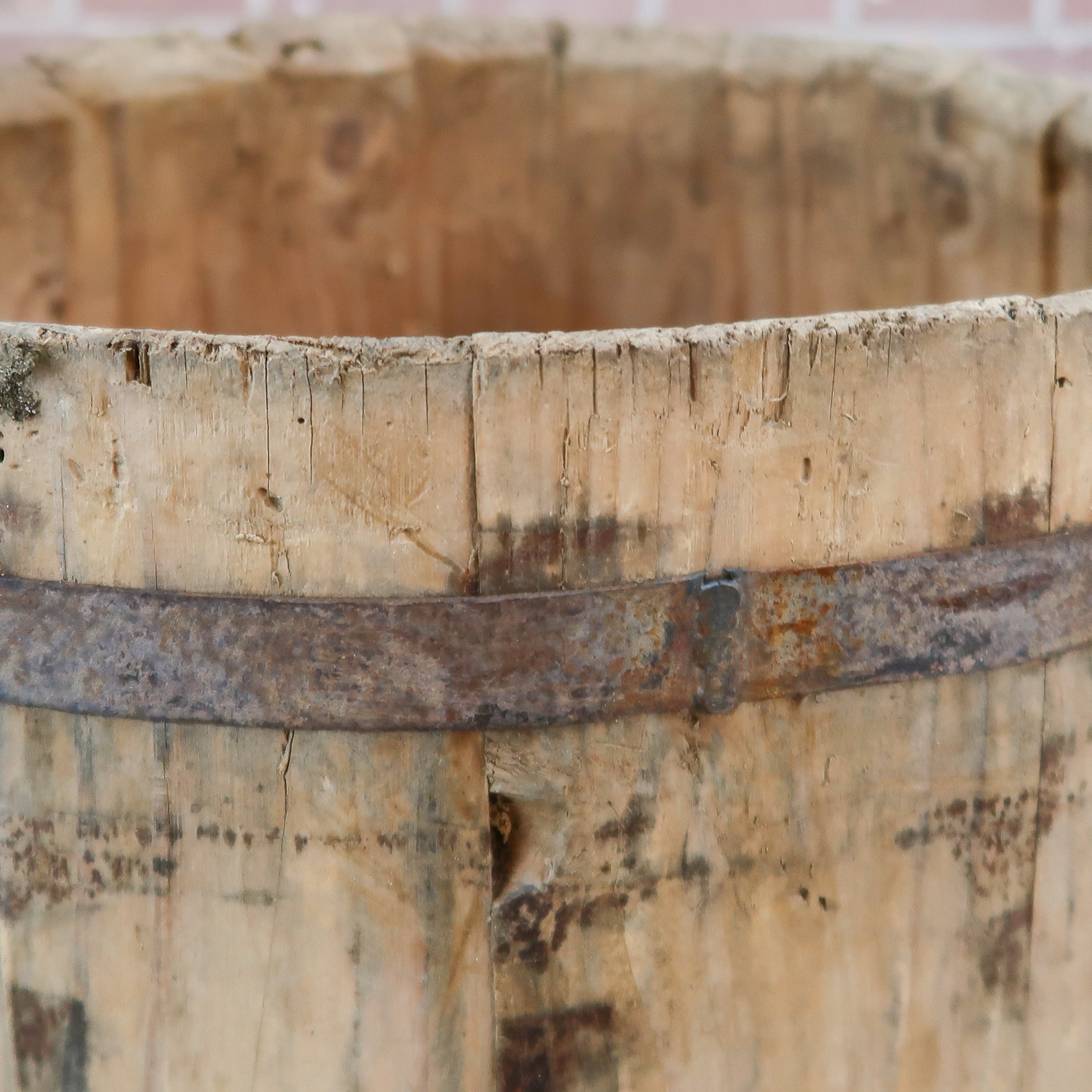 Antieke houten kuip / ton - Afbeelding 3