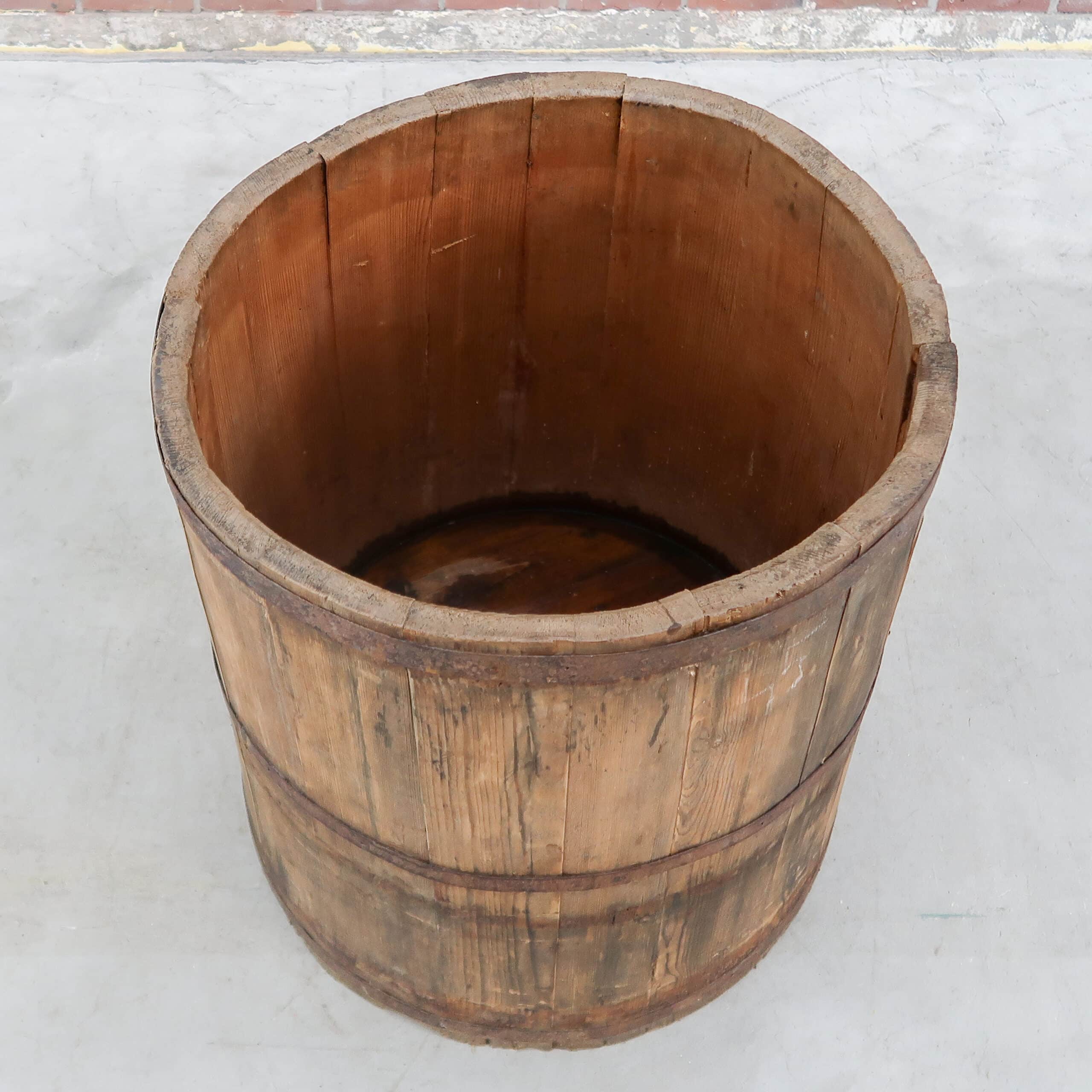 Antieke houten kuip / ton - Afbeelding 2