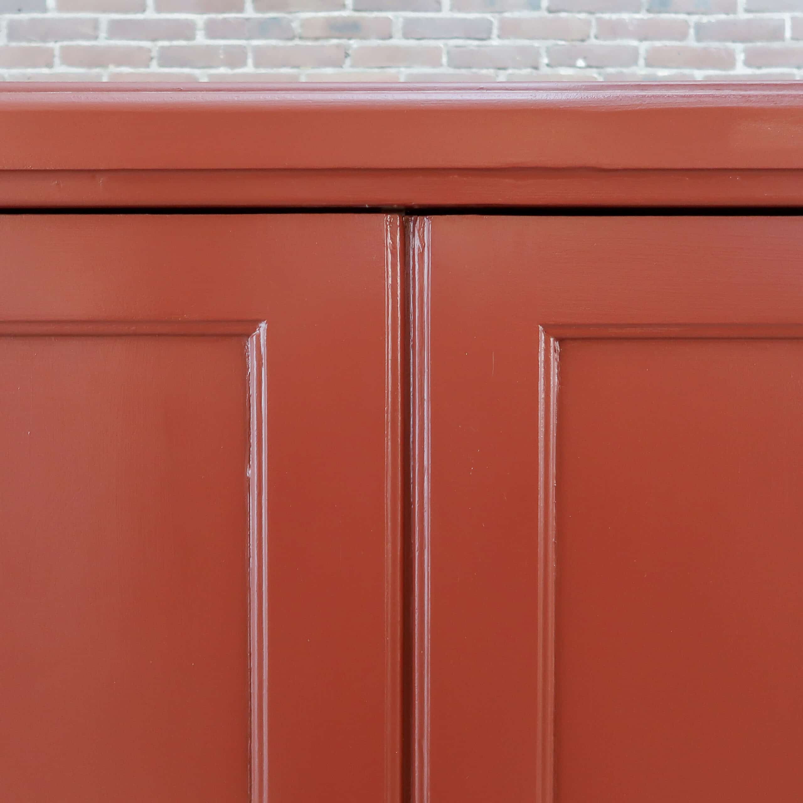 Brocante rode linnenkast - Afbeelding 3