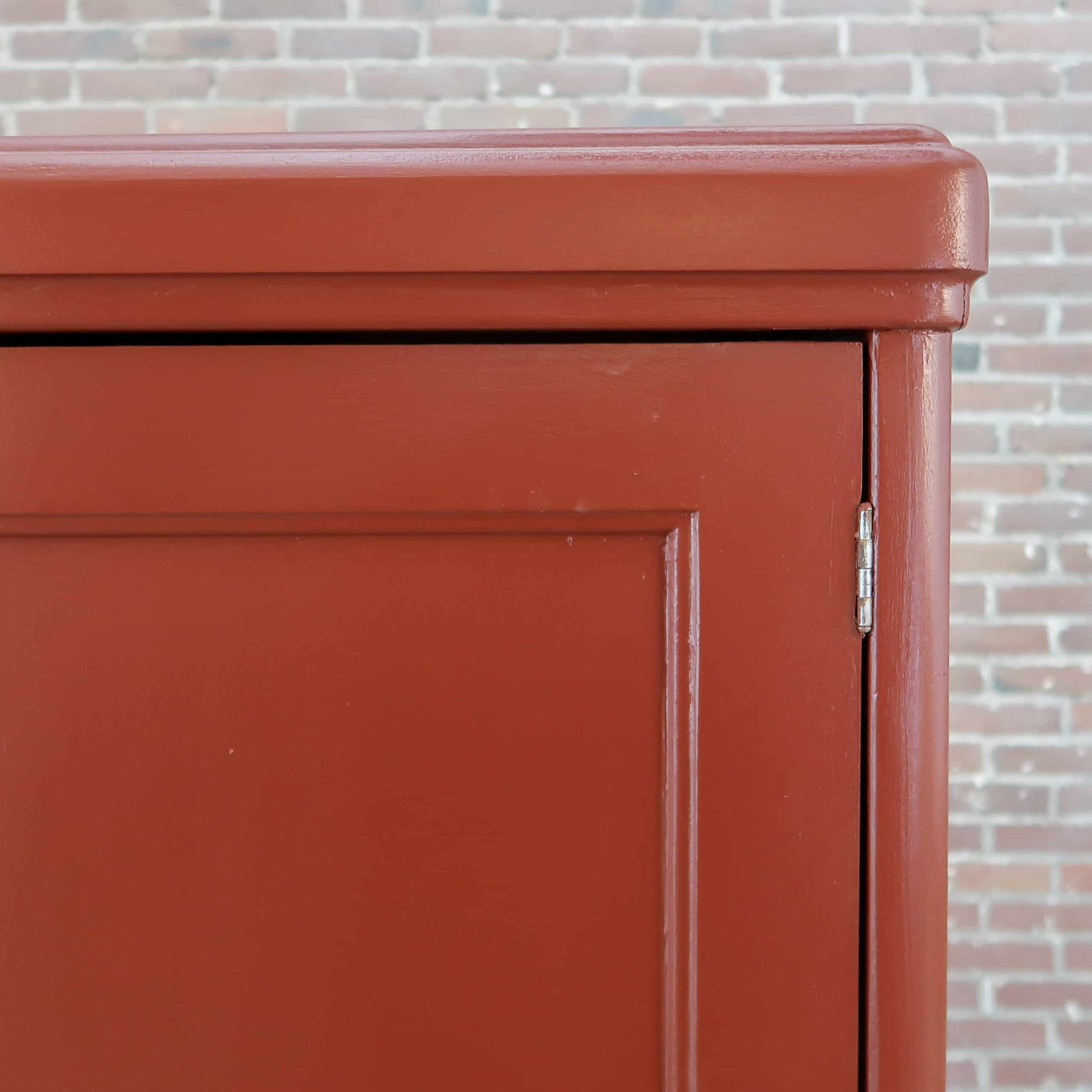 Brocante rode linnenkast - Afbeelding 4