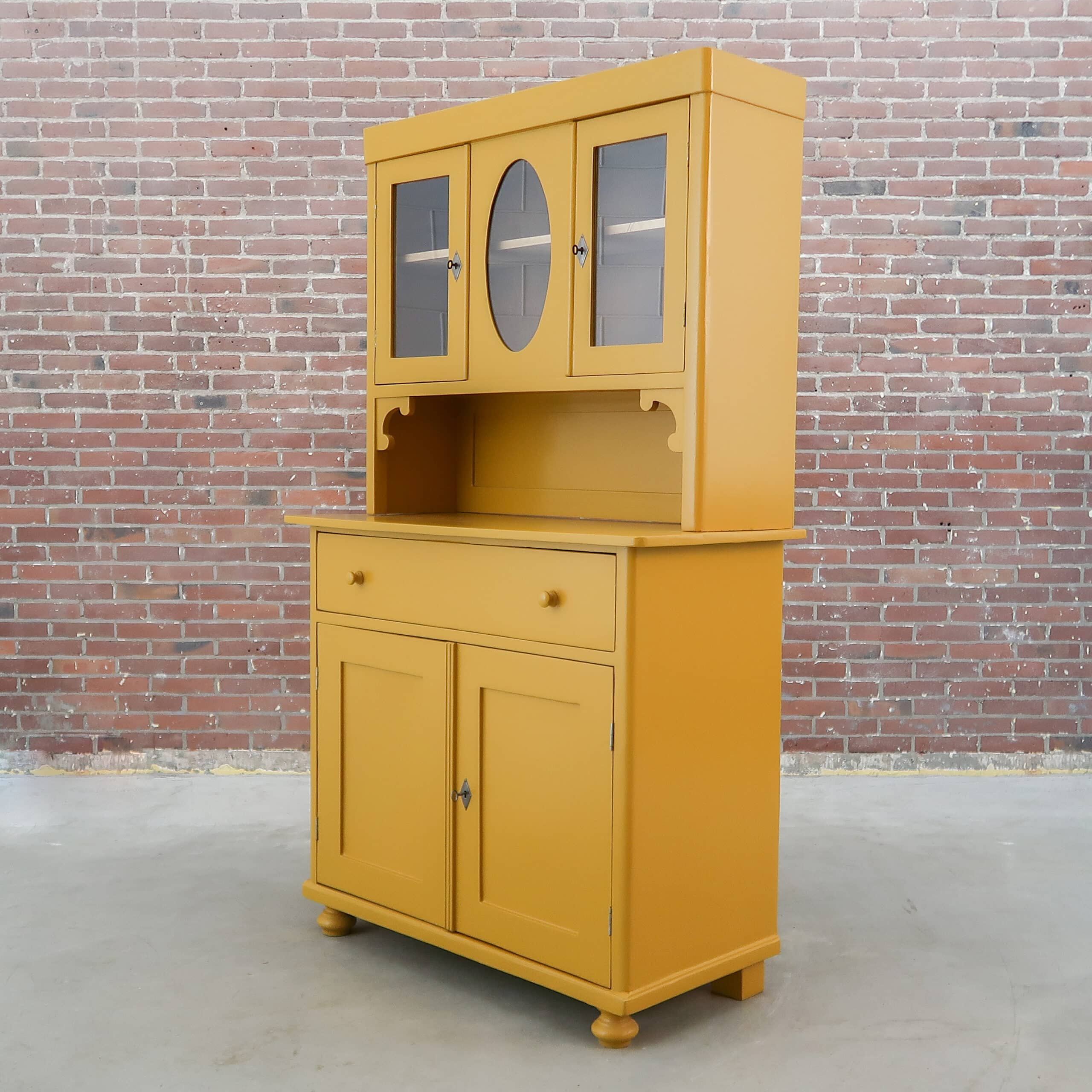 Brocante gele buffetkast - Afbeelding 10