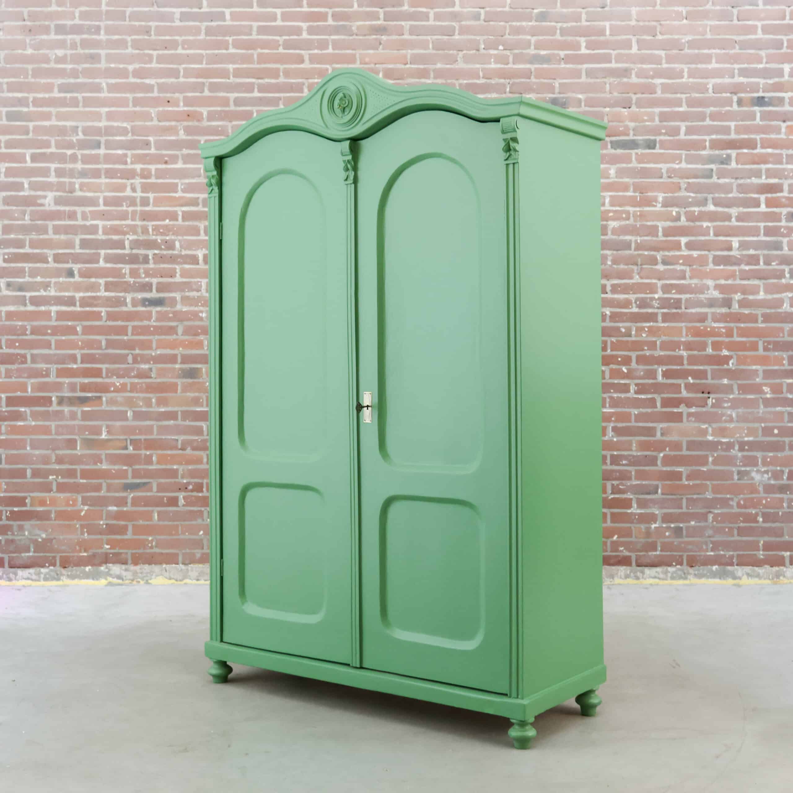 Brocante groene linnenkast - Afbeelding 9