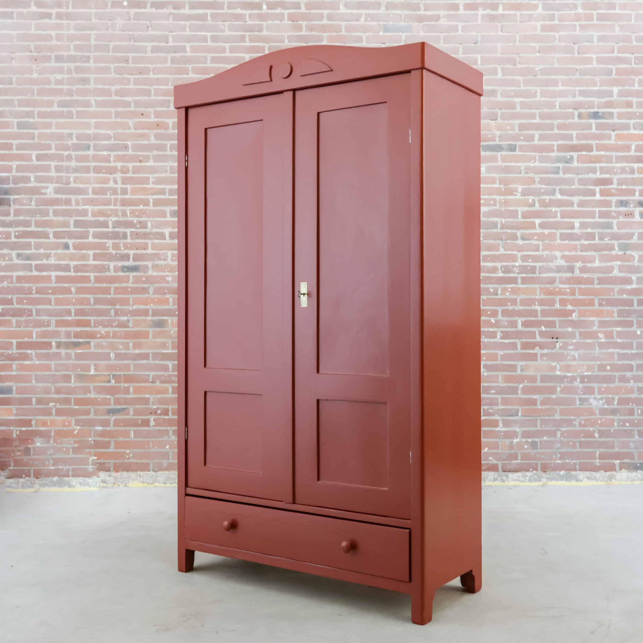 Brocante rode linnenkast – Bild 8