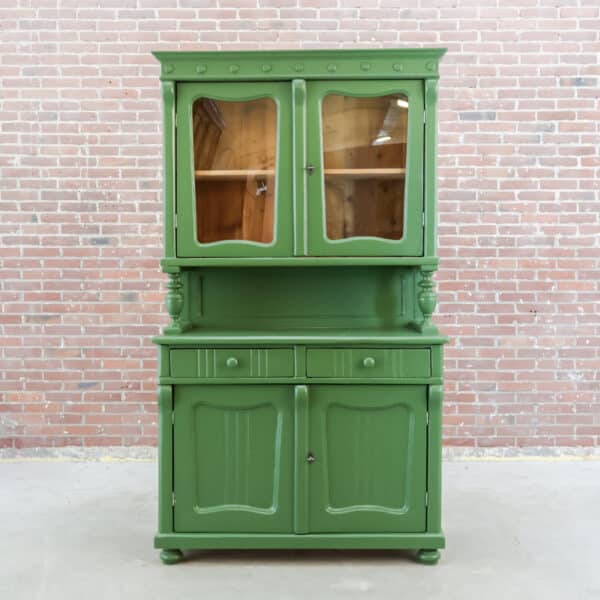 Brocante groene buffetkast