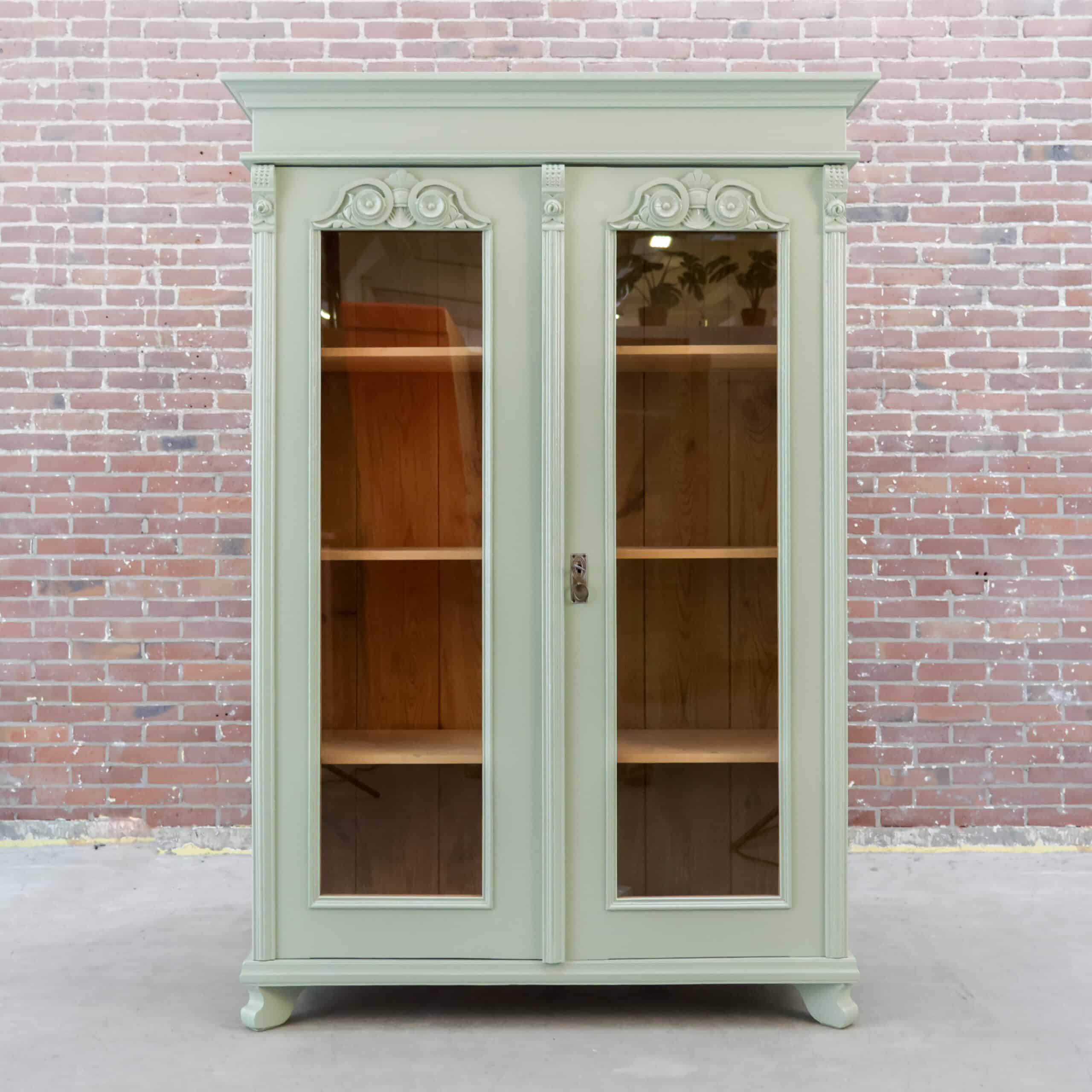 Brocante vitrinekast - Bloemenornament - Afbeelding 2