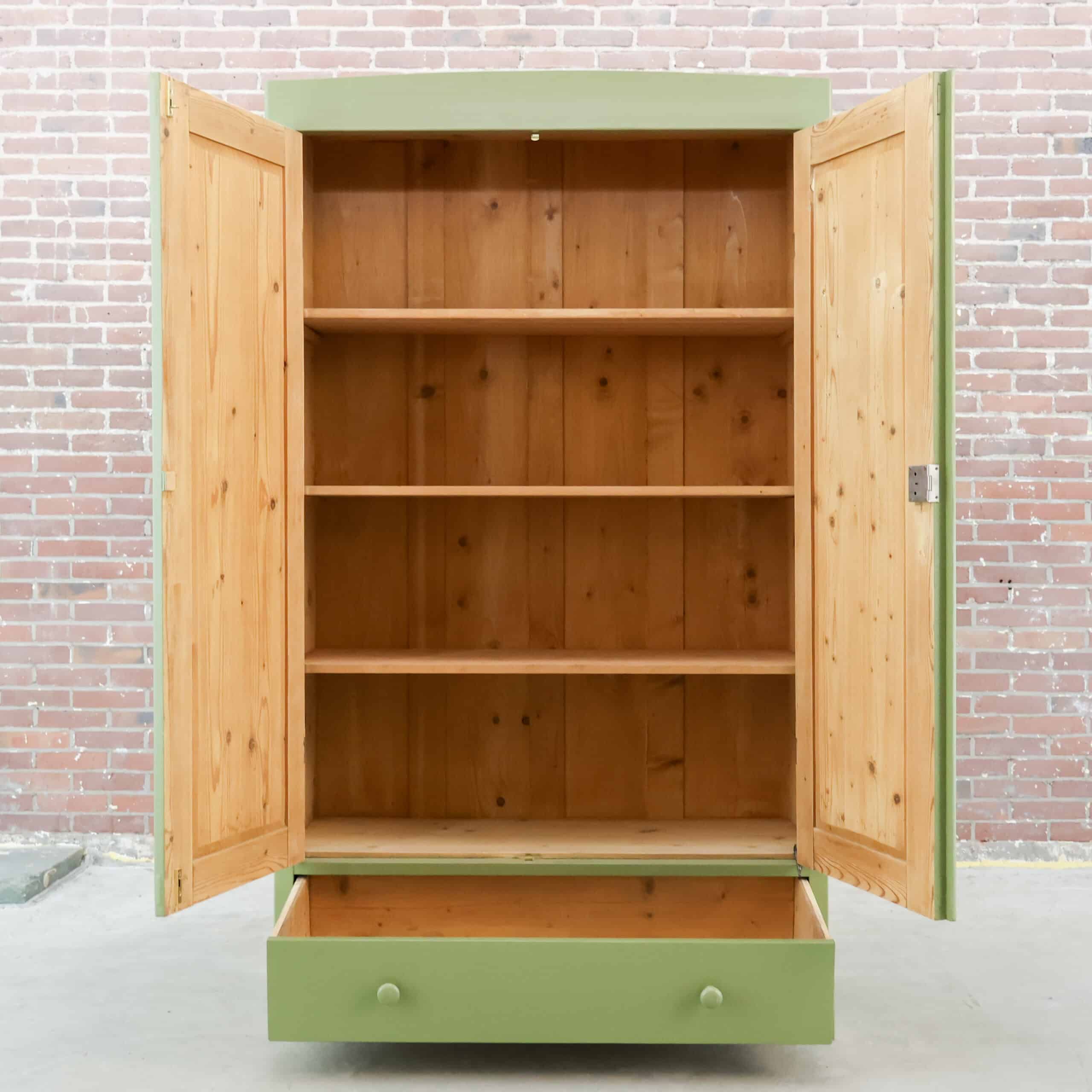 Brocante groene linnenkast – Bild 2