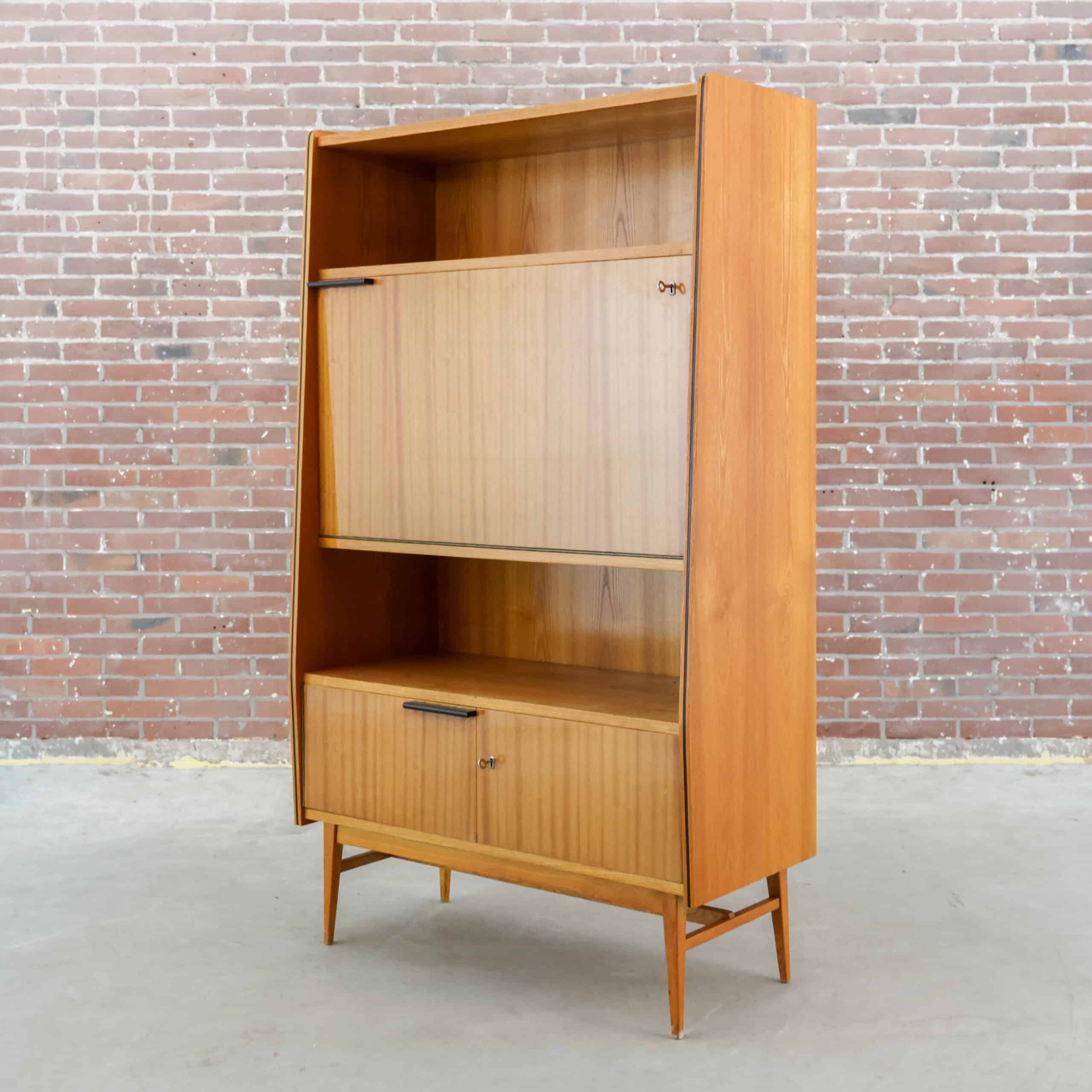 Mid century secretaire / barkast - Afbeelding 8