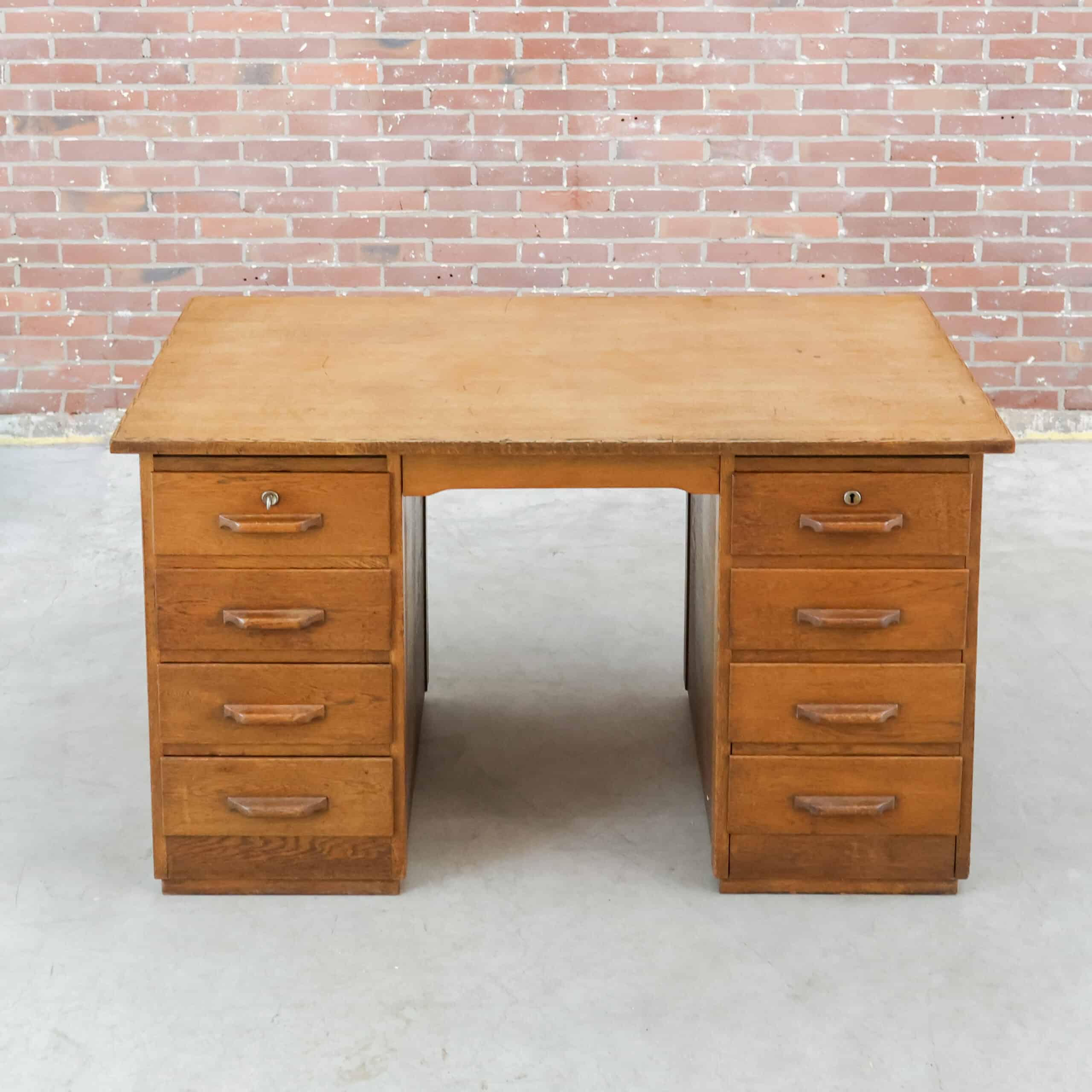 Antiek eikenhouten bureau - Afbeelding 2