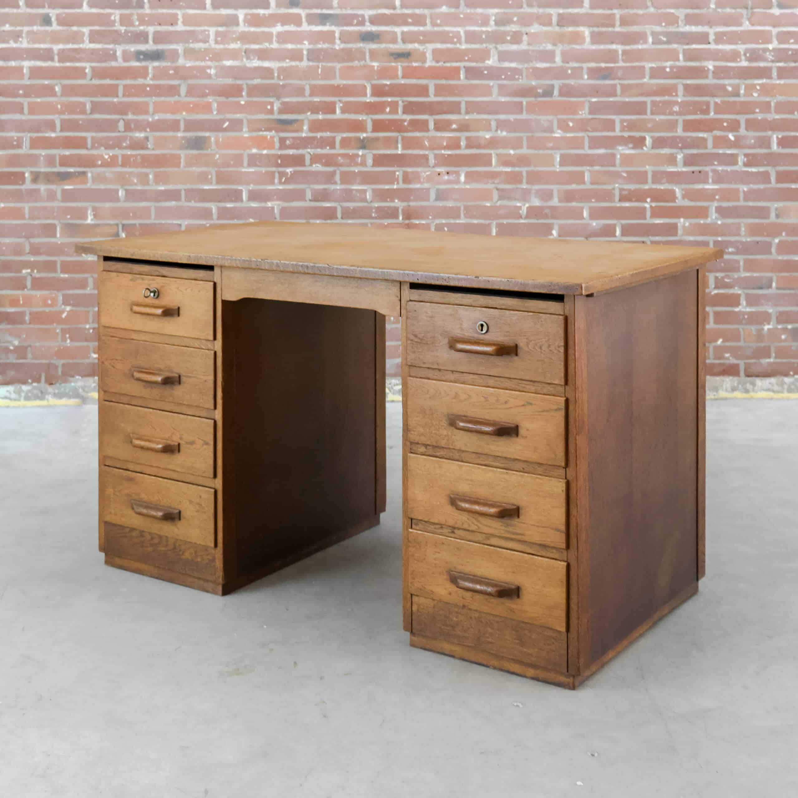 Antiek eikenhouten bureau - Afbeelding 3
