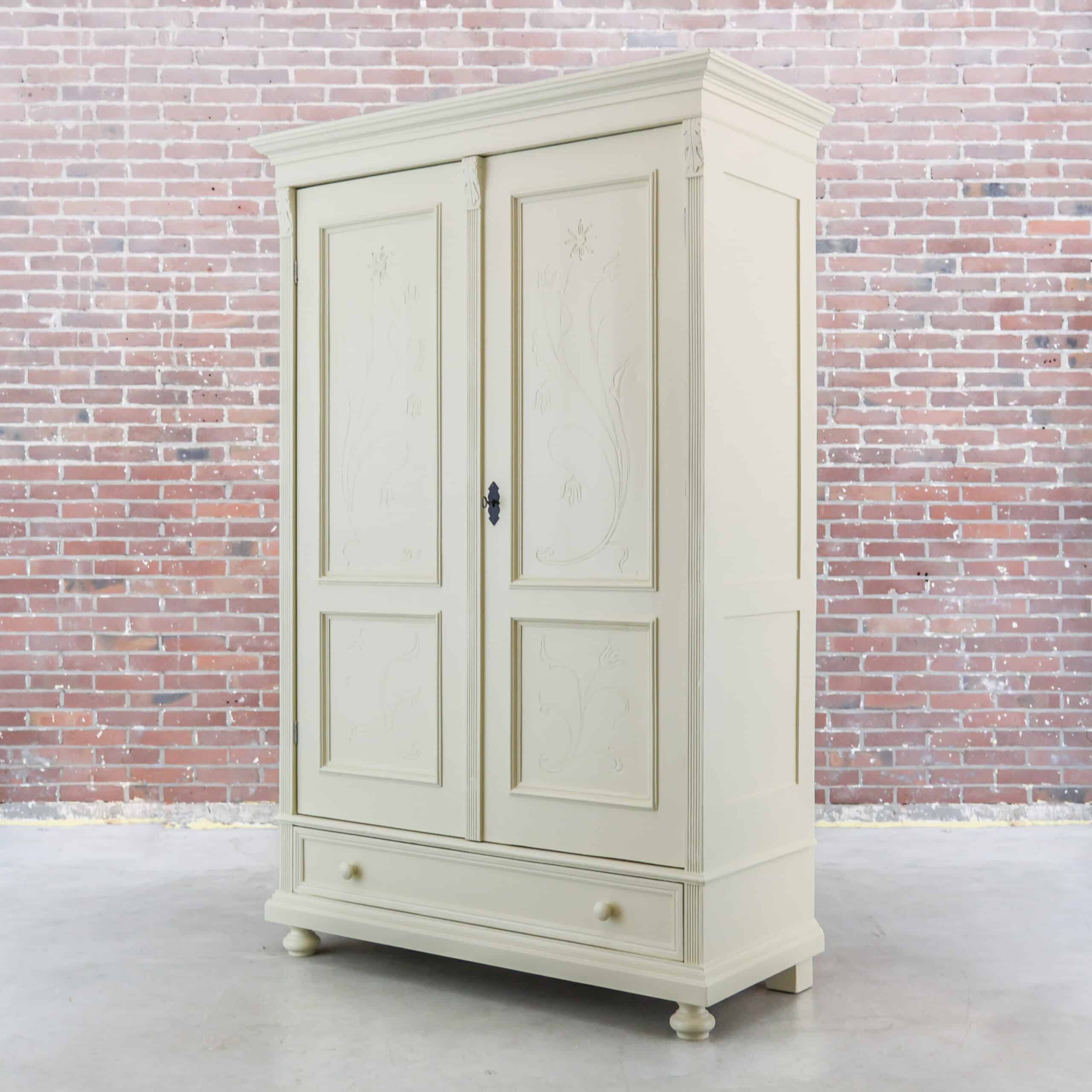 Brocante crème linnenkast - Afbeelding 9