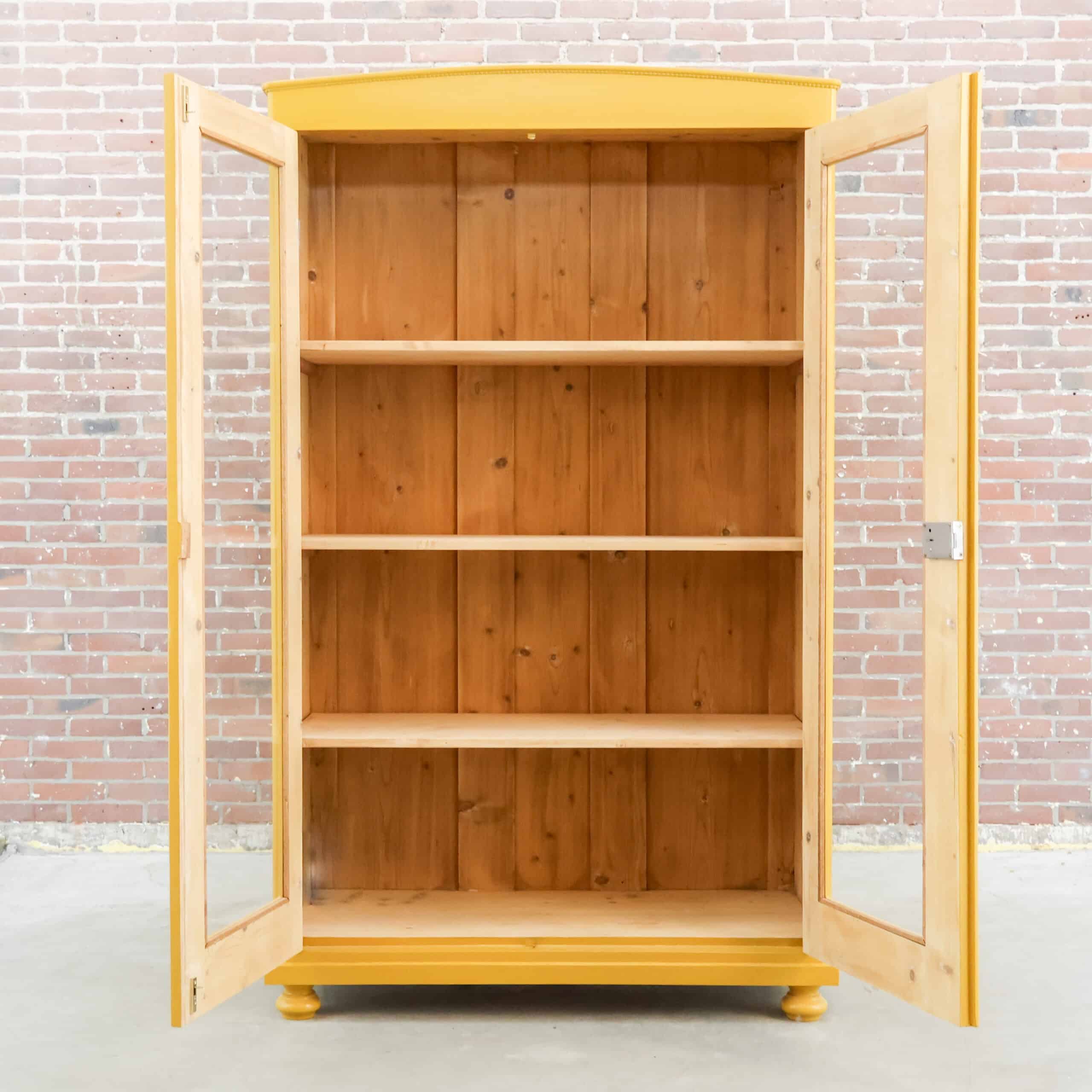 Brocante gele vitrinekast - Afbeelding 2