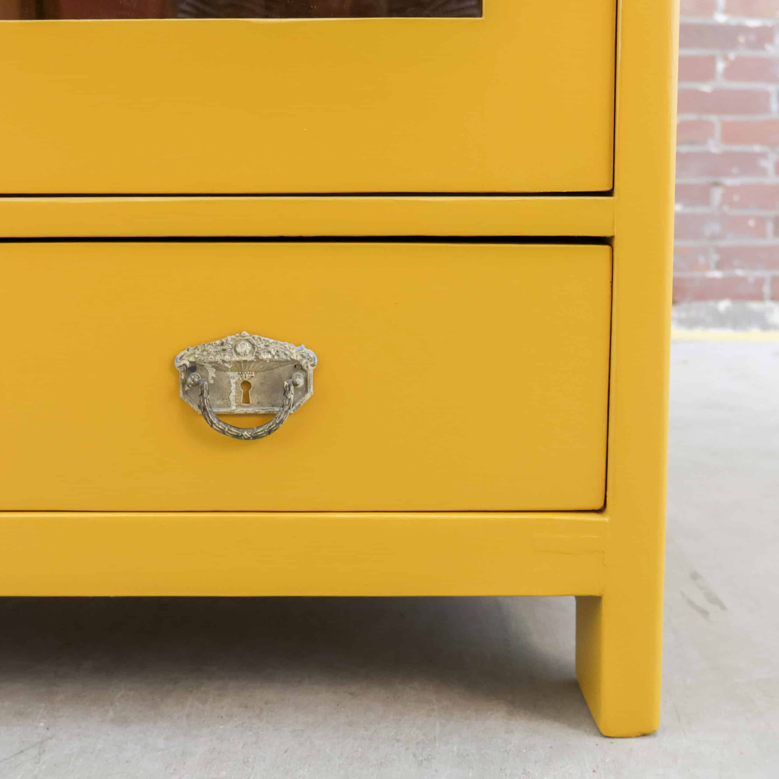 Brocante gele vitrinekast - Afbeelding 6